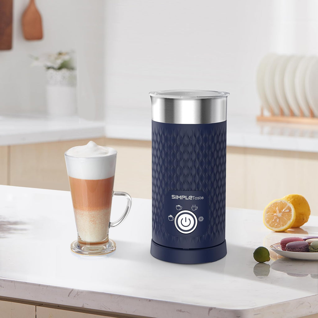 SIMPLETASTE Milk Frother, 4-in-1 Electric Milk Steamer, Automatic Warm and Cold Foam Maker and Milk Warmer for Latte, Cappuccinos, Macchiato