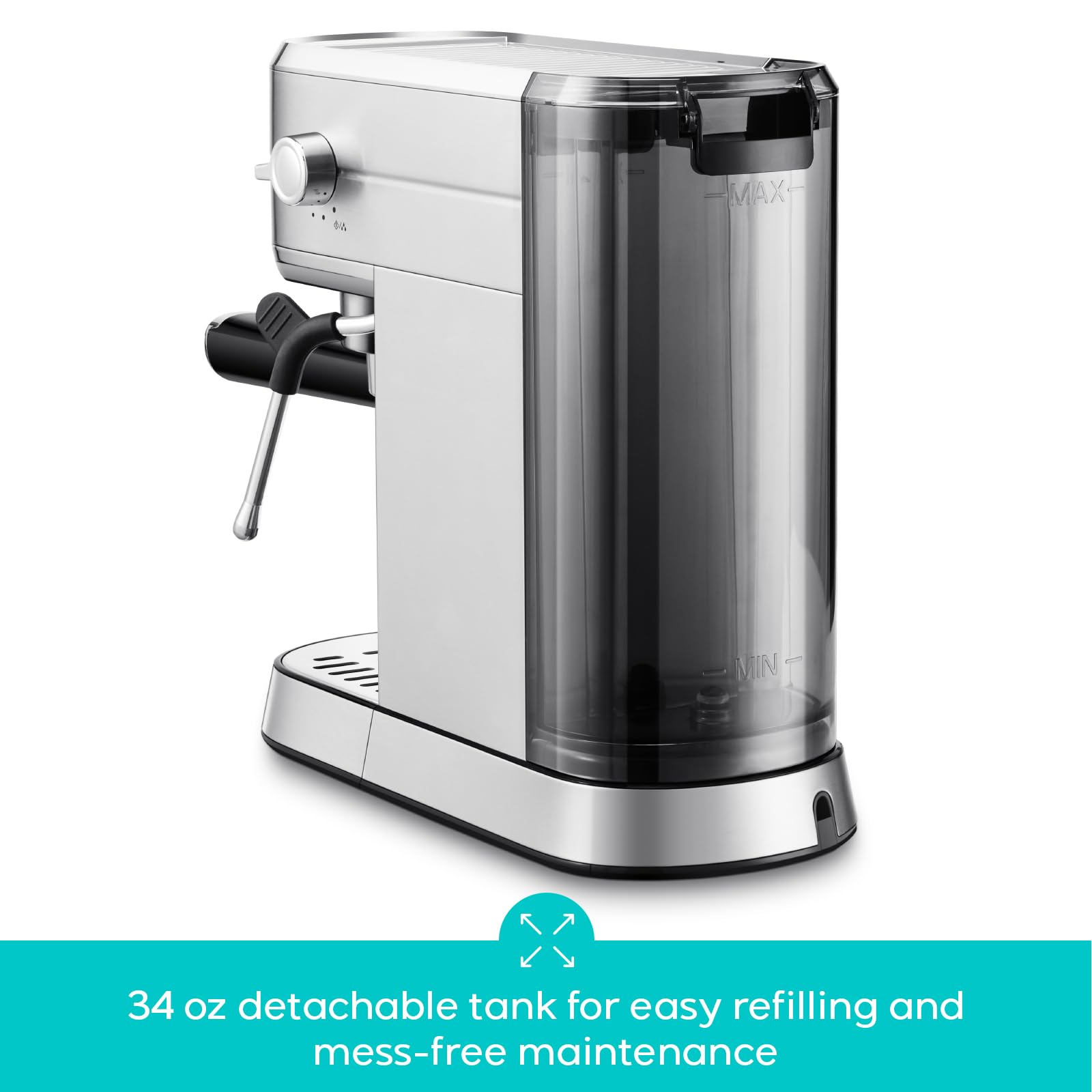 CASABREWS CM5418 Espresso Machine 20 Bar, Compact Espresso Maker with Steam Milk Frother, Stainless Steel Coffee Machine with 34oz Removable Water Tank for Cappuccino, Latte, Silver