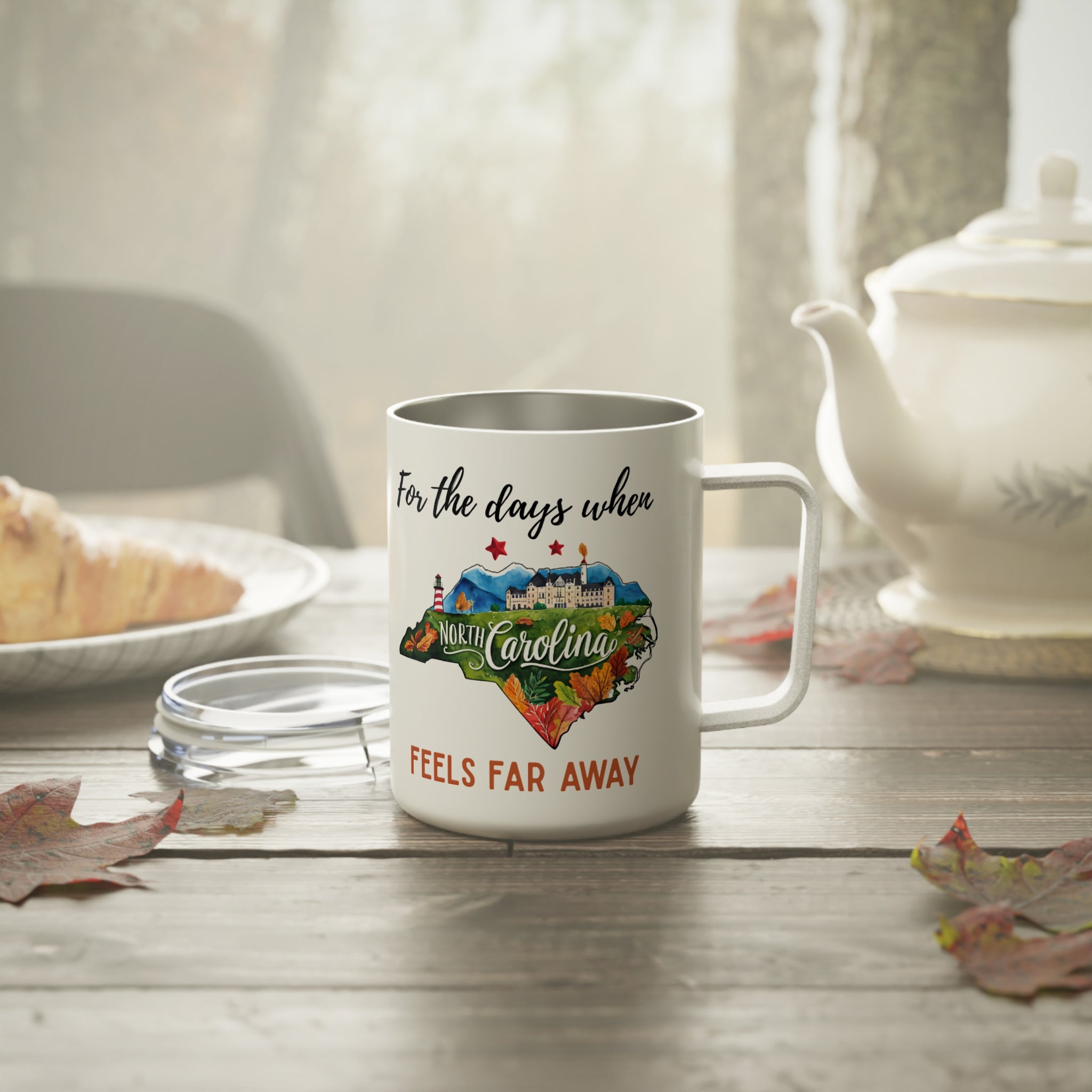 North Carolina feels far away Insulated Coffee Mug, Missing North Carolina Coffee tumbler, Homesick Mug