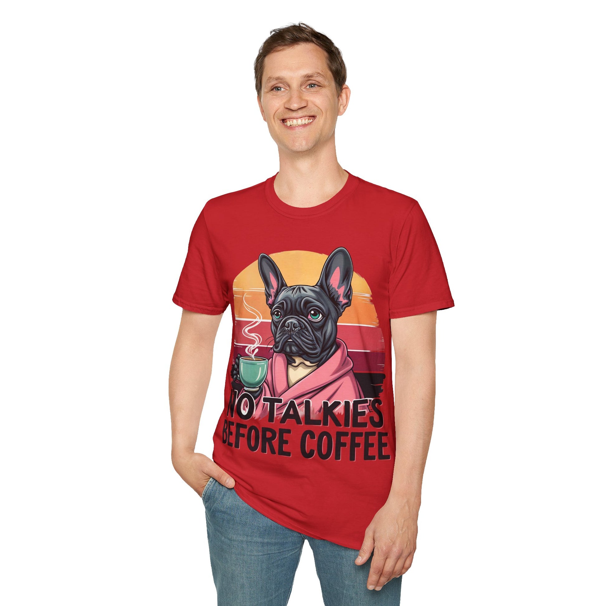 Funny Coffee Dog T-Shirt, Unisex Softstyle Tee, Great Gift for Dog Lovers, Coffee Lovers