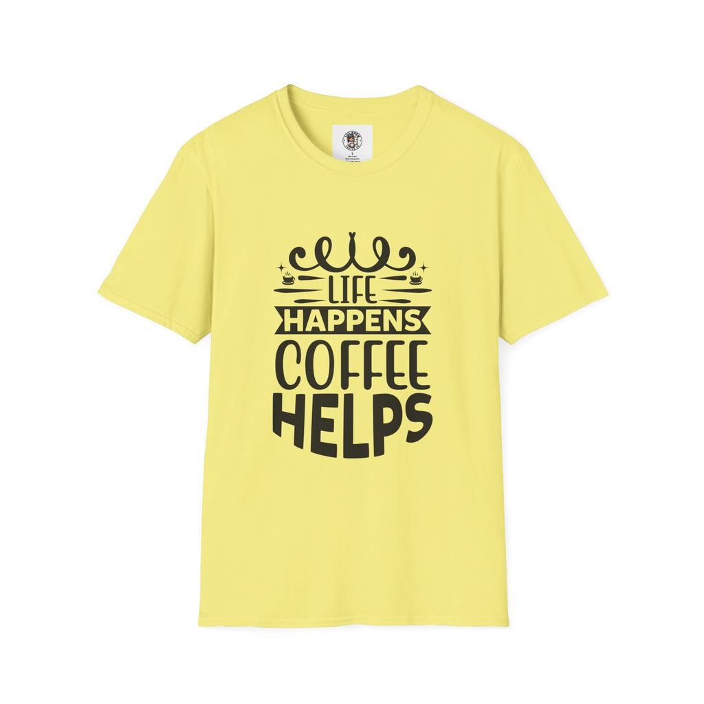 Life Happens Coffee Helps Unisex T-Shirt, T-Shirt for Coffee Lovers