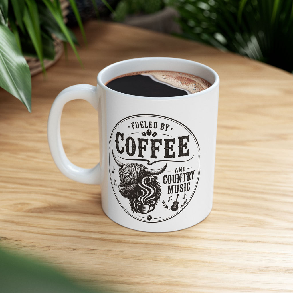 Fueled by Coffee and Country Music Ceramic Mug size 11oz