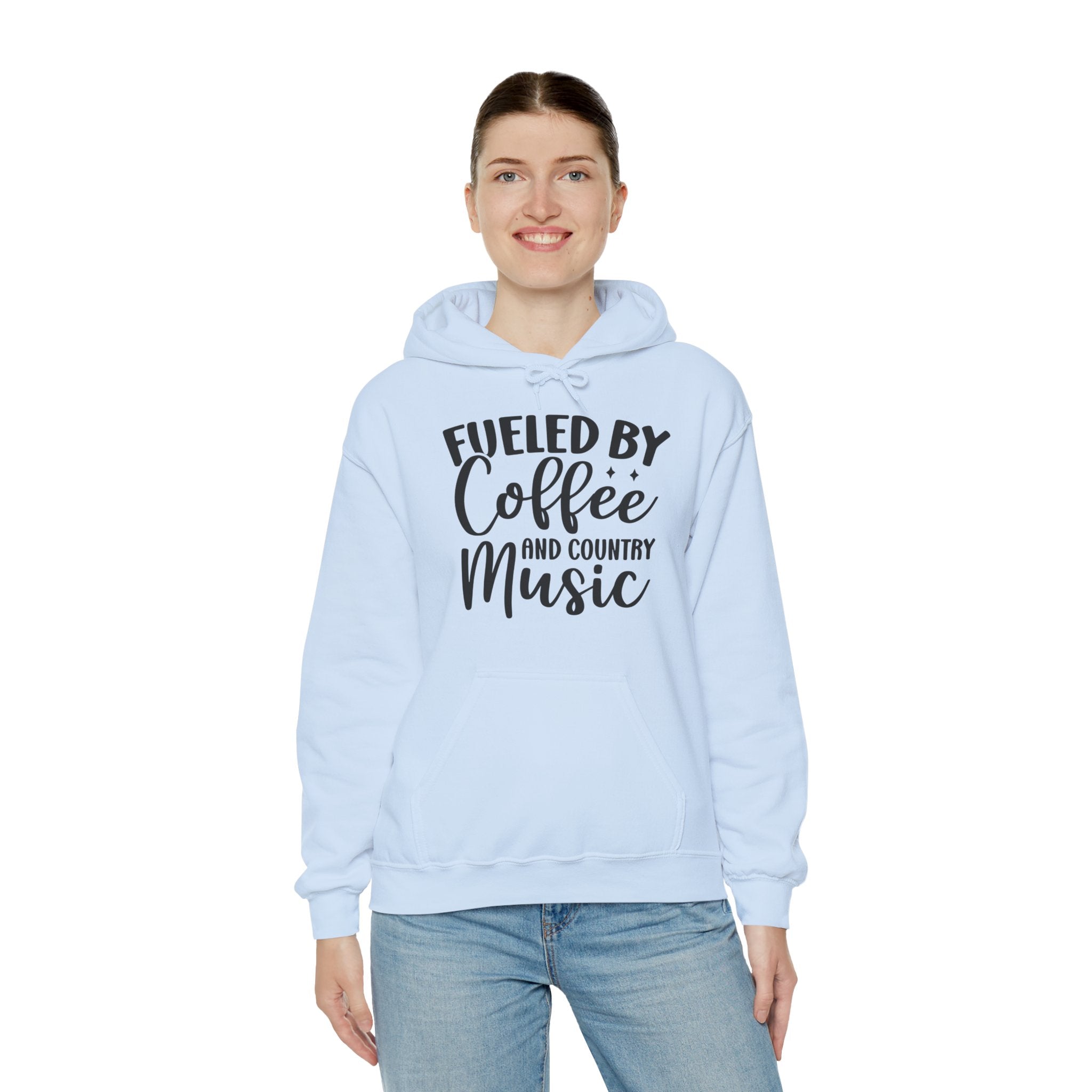 "Fueled by Coffee and Country Music" Cozy Pullover for Country Music Lovers, Unisex Hoodie for Coffee Lovers