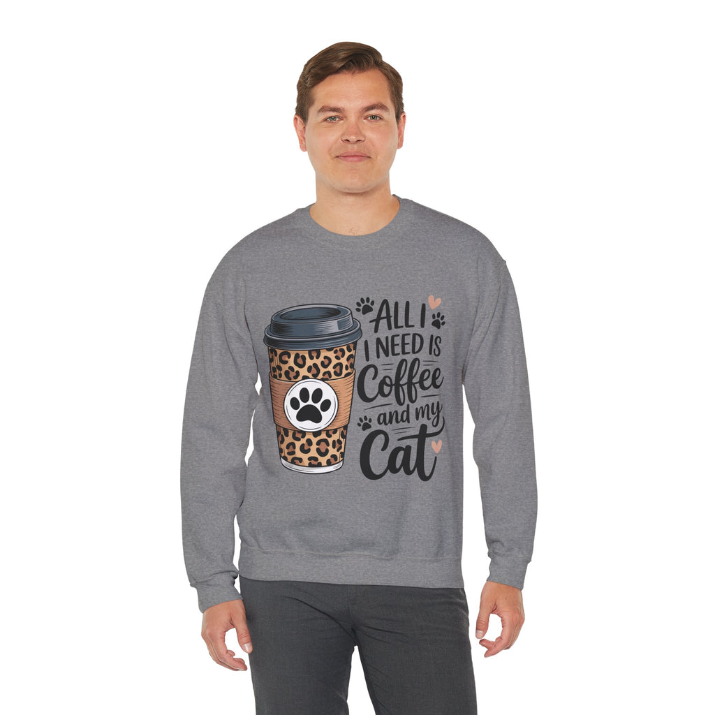 Coffee & Cat Lover Sweatshirt, Animal Lover Crewneck, All I need is Coffee and my cat Sweatshirt