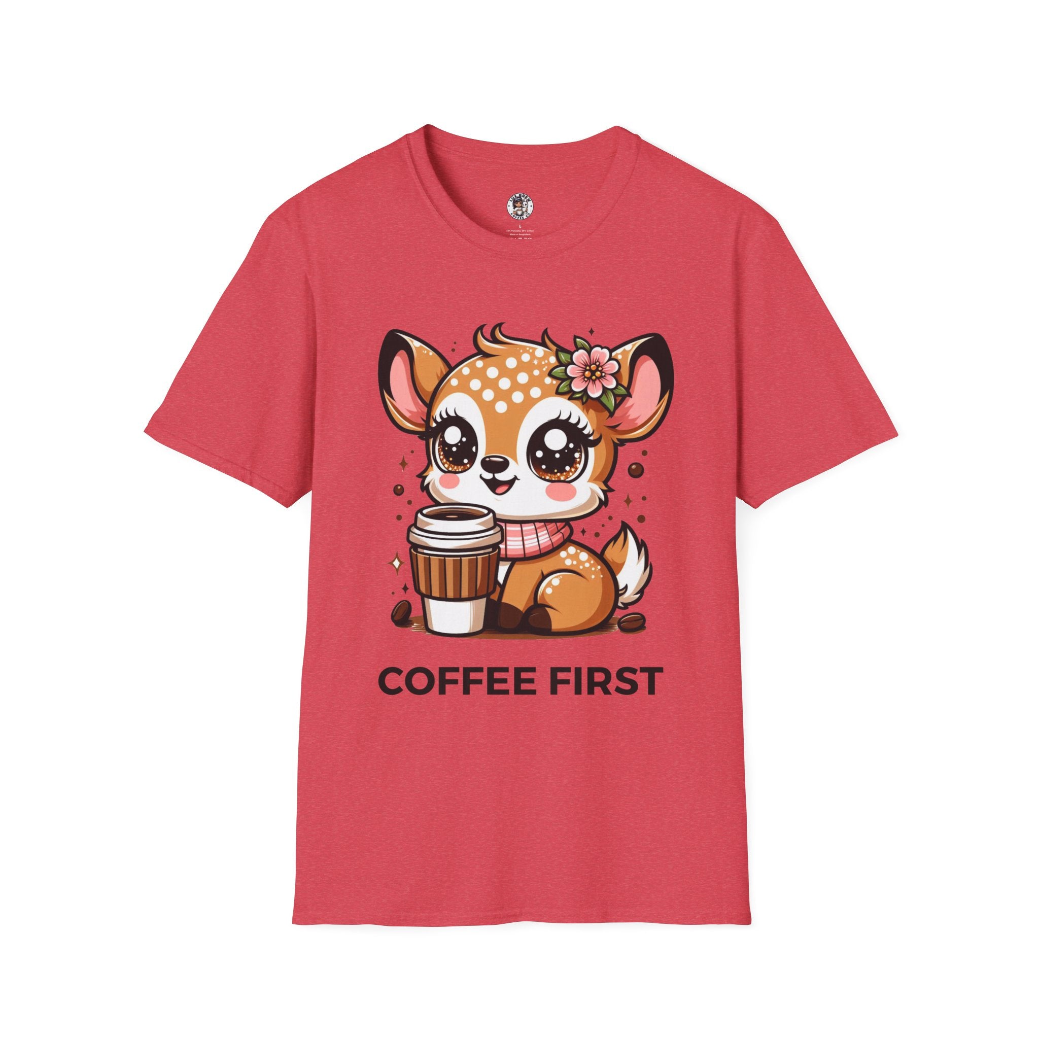 Coffee First Cute Baby Deer Unisex Softstyle T-Shirt