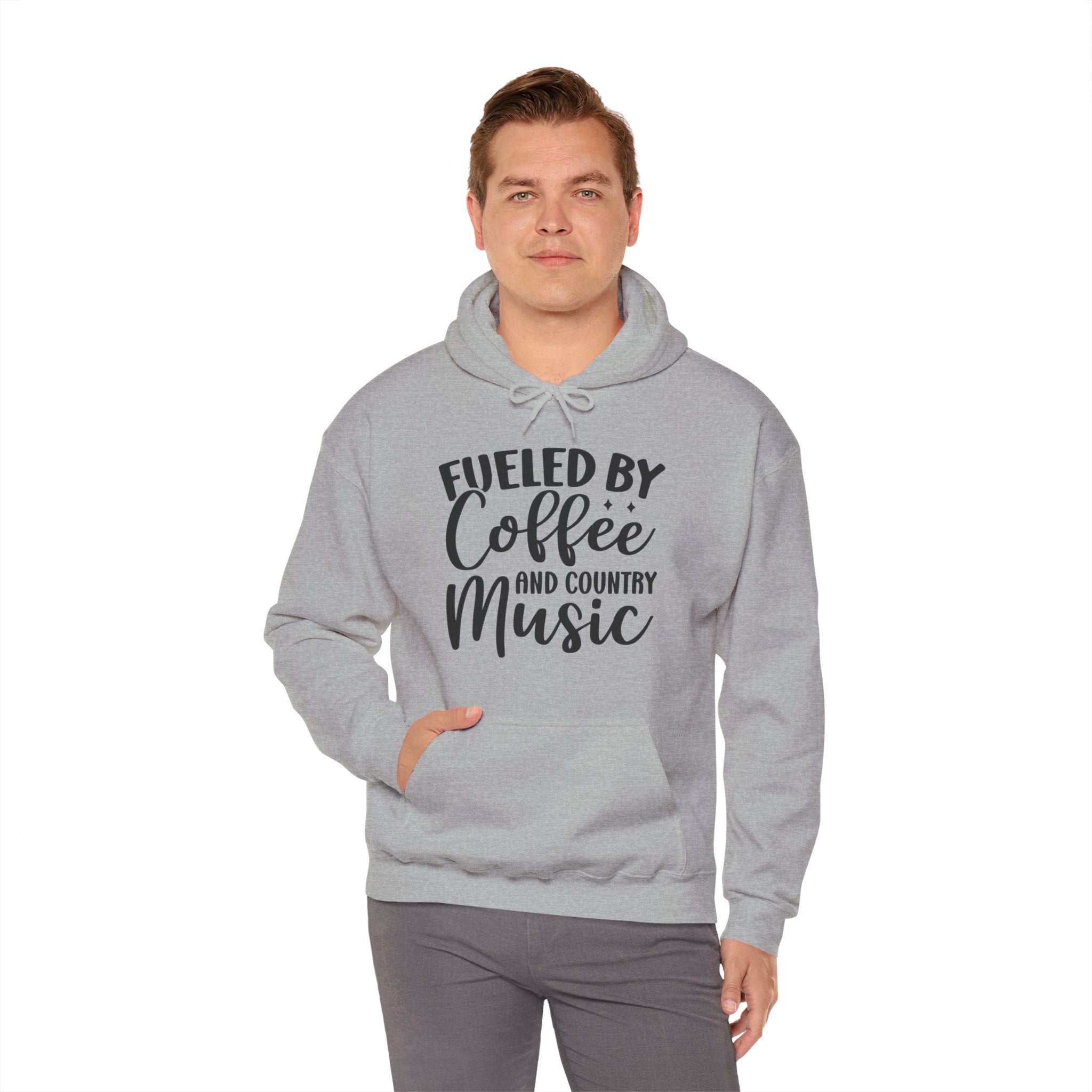"Fueled by Coffee and Country Music" Cozy Pullover for Country Music Lovers, Unisex Hoodie for Coffee Lovers