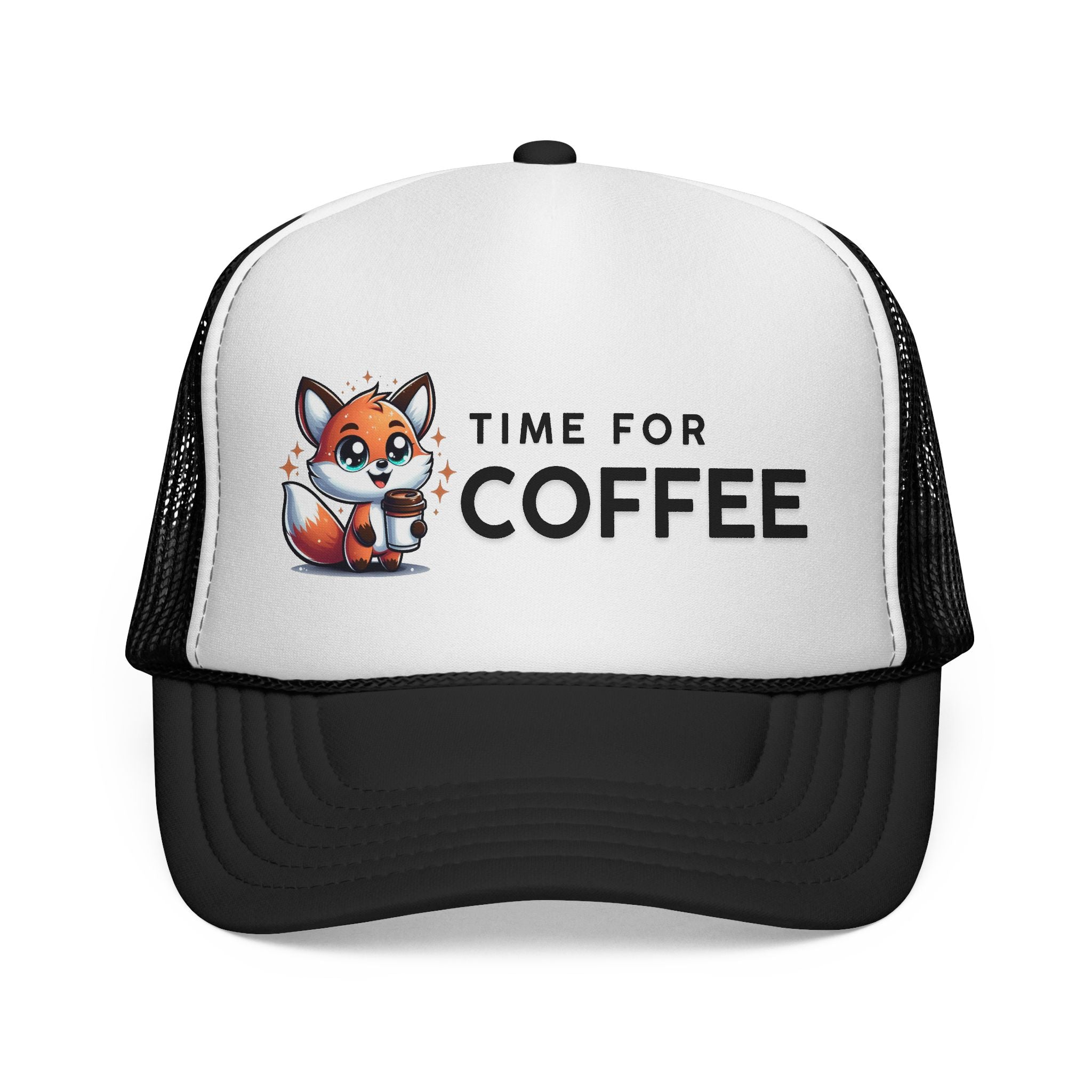 Time for Coffee Trucker Cap – Fun Fox Design | Perfect Gift for Coffee Lovers, Outdoor Adventures, Birthdays, Friends, Casual Style