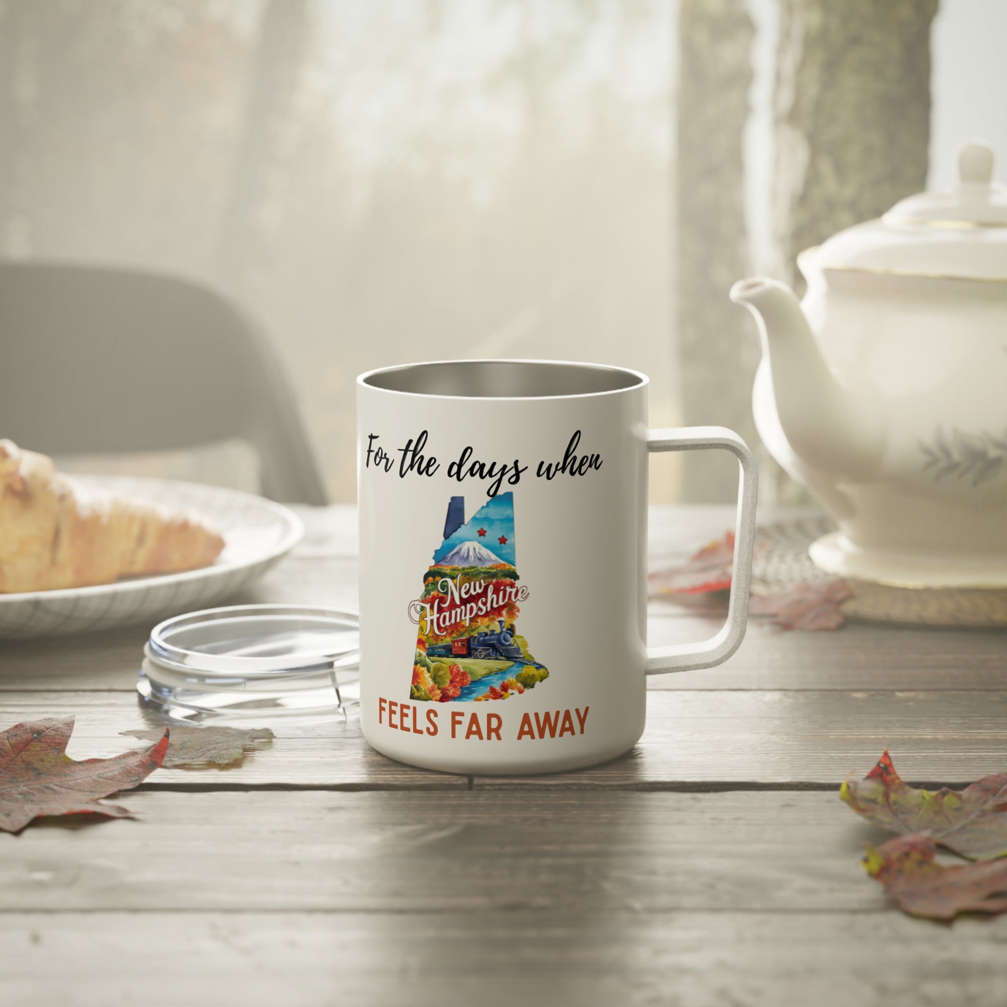 New Hampshire feels far away Insulated Coffee Mug, Missing New Hampshire Coffee tumbler, Homesick Mug