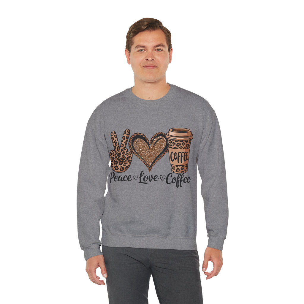 Peace Love Coffee Graphic Sweatshirt, Gift for Coffee Lovers