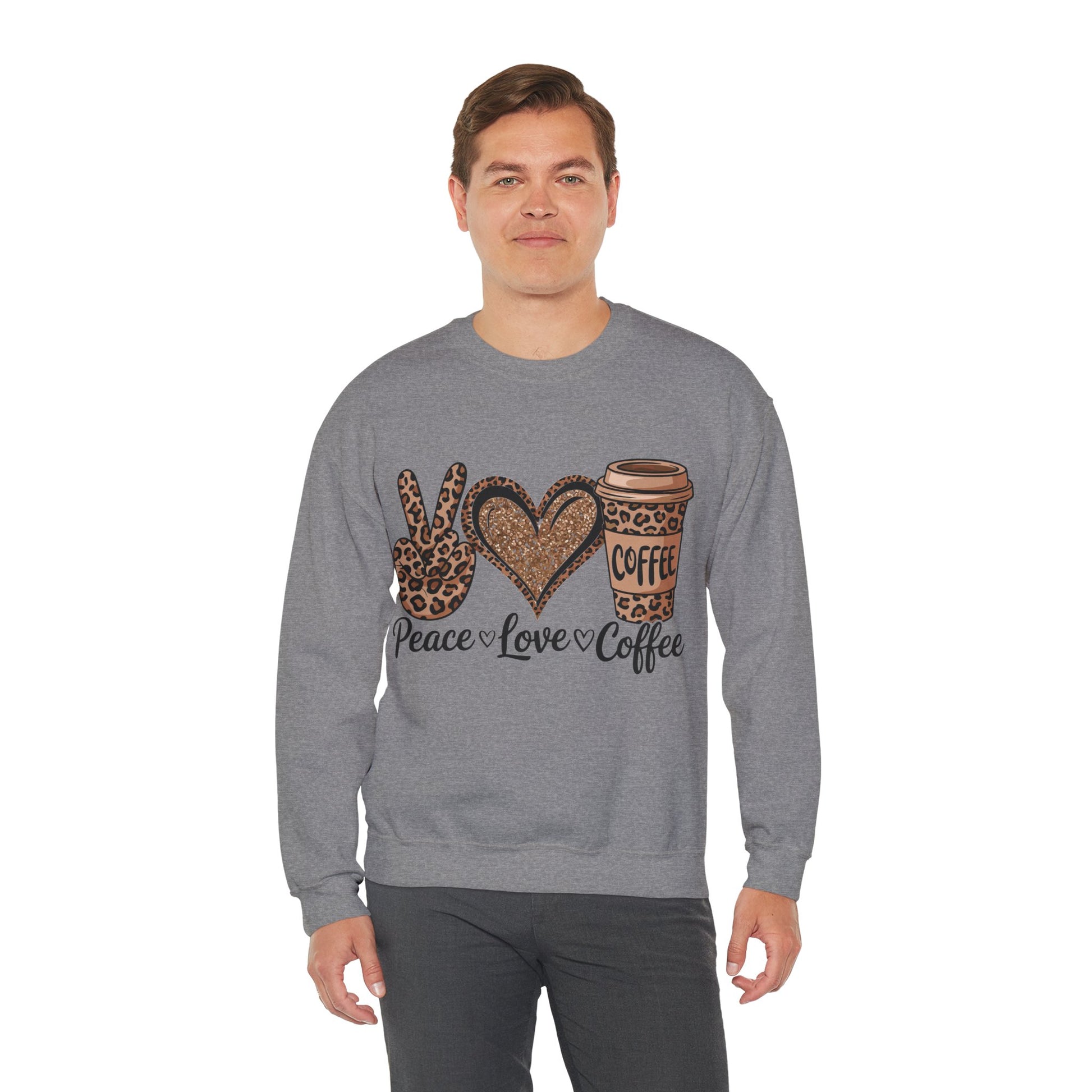 Peace Love Coffee Graphic Sweatshirt, Gift for Coffee Lovers