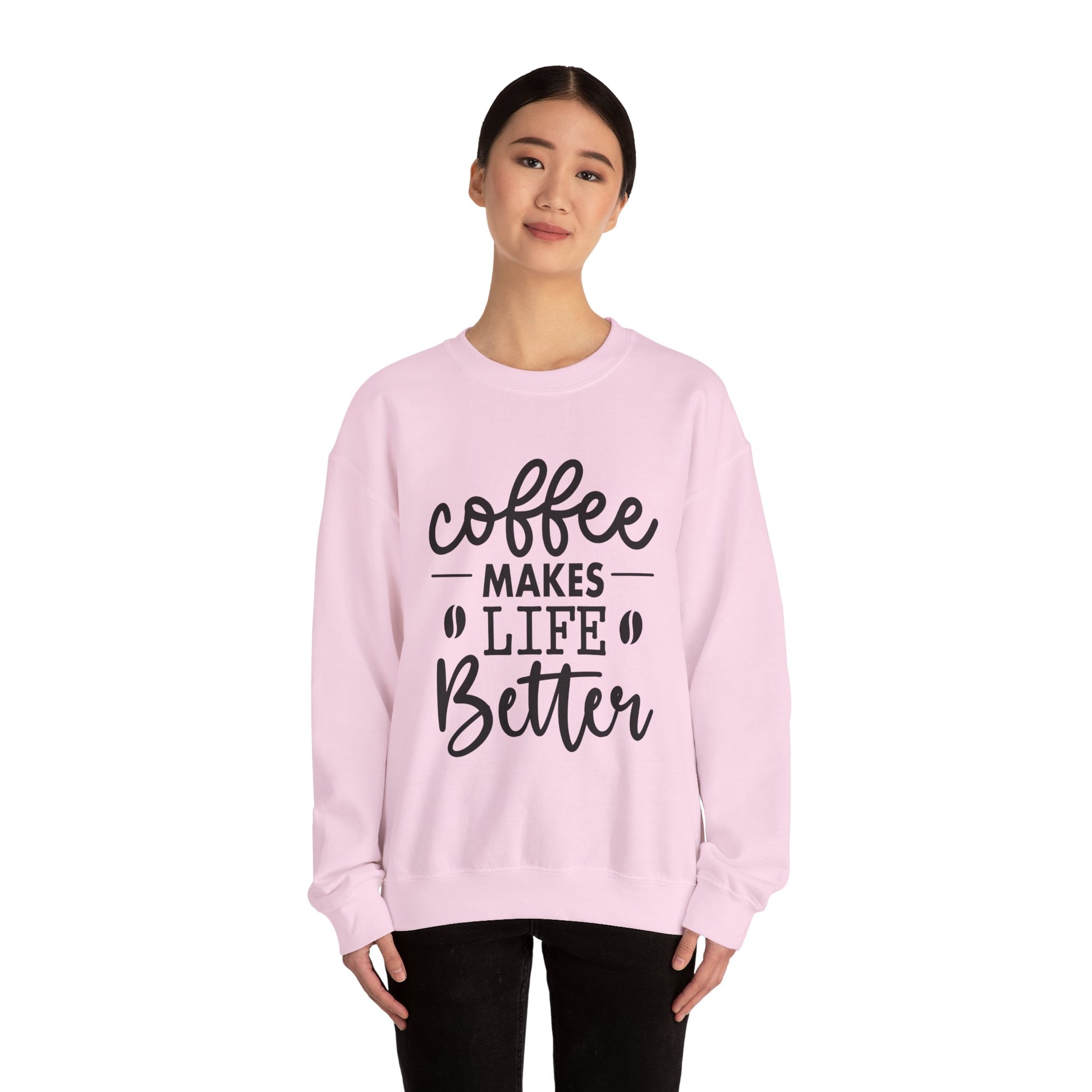 Coffee makes Life Better Sweatshirt, Coffee Lovers Unisex Heavy Blend™ Crewneck Sweatshirt, Sweatshirt for Coffee Lovers