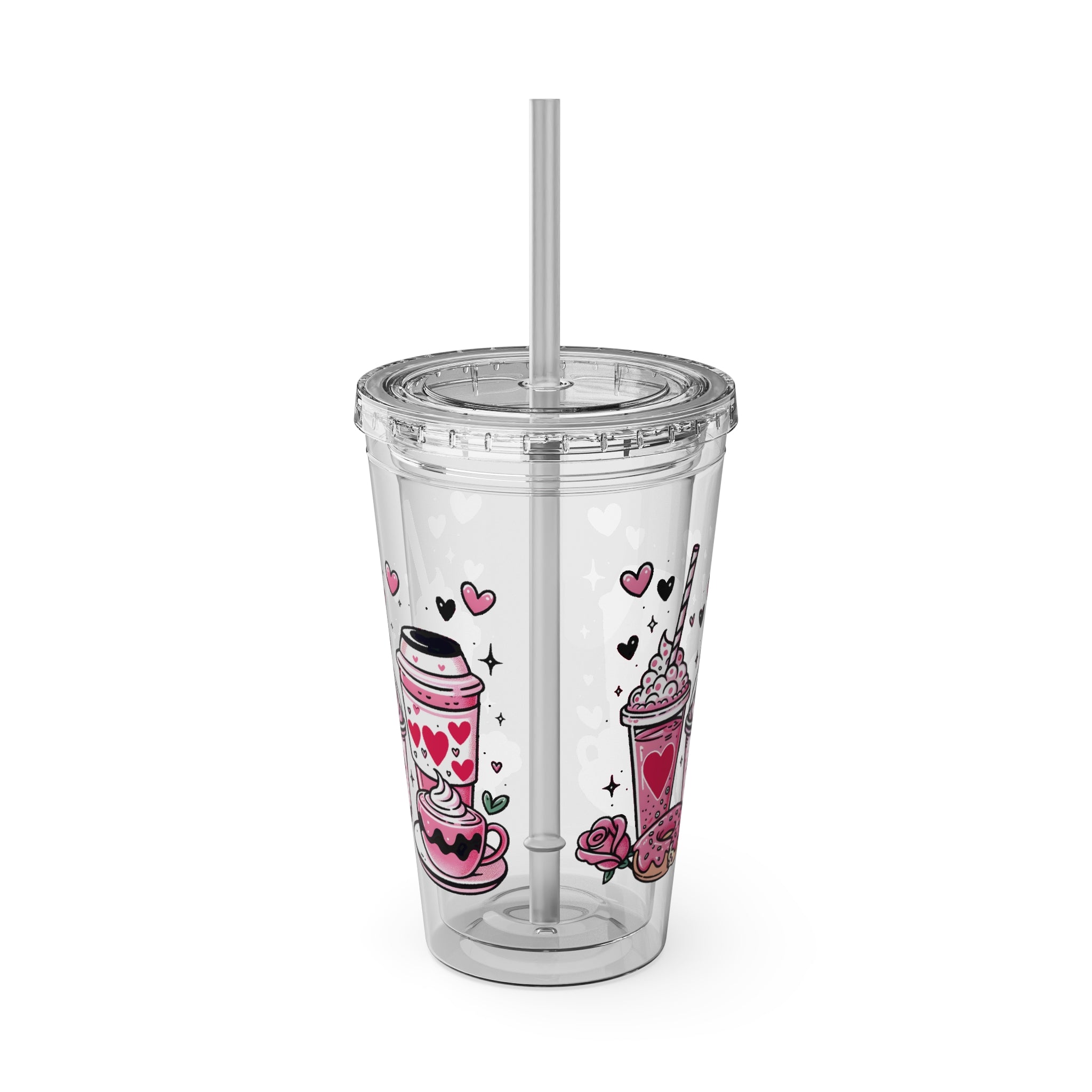 Sunsplash Tumbler with Straw, 16oz, Valentine's Day, Valentine Gift for her, Valentine Gift for him, Coffee Lovers Tumbler