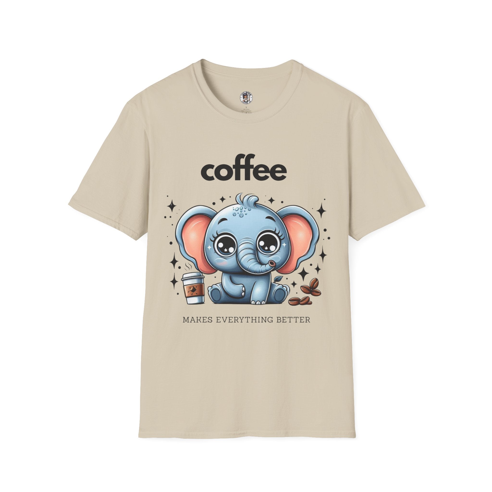 Coffee Makes Everything Better Cute Elephant Unisex Softstyle T-Shirt