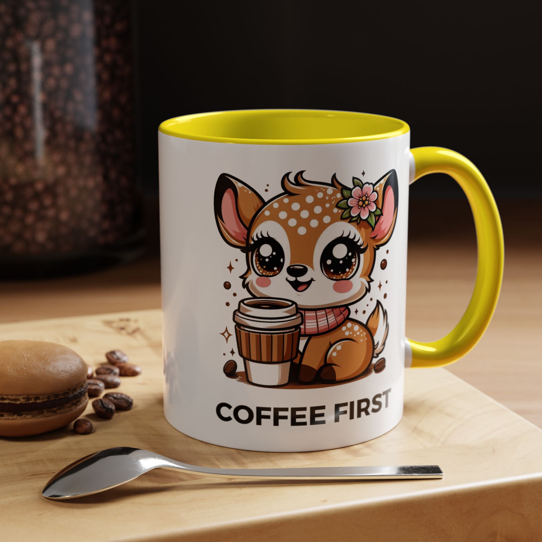 Cute Coffee Mug, Coffee First, Animal Lover Gift, Kawaii Mug, Adorable Animal Coffee Cup