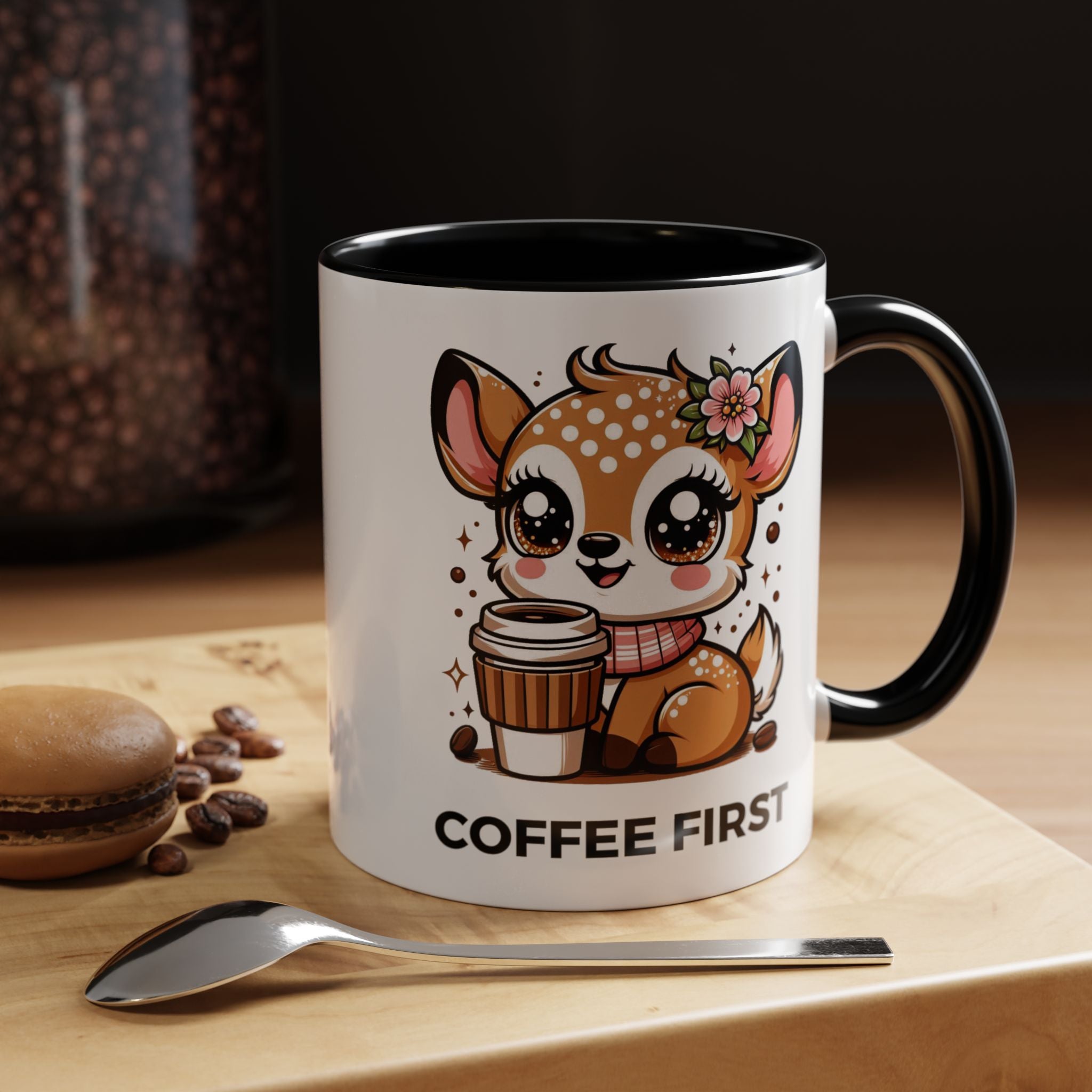 Cute Coffee Mug, Coffee First, Animal Lover Gift, Kawaii Mug, Adorable Animal Coffee Cup