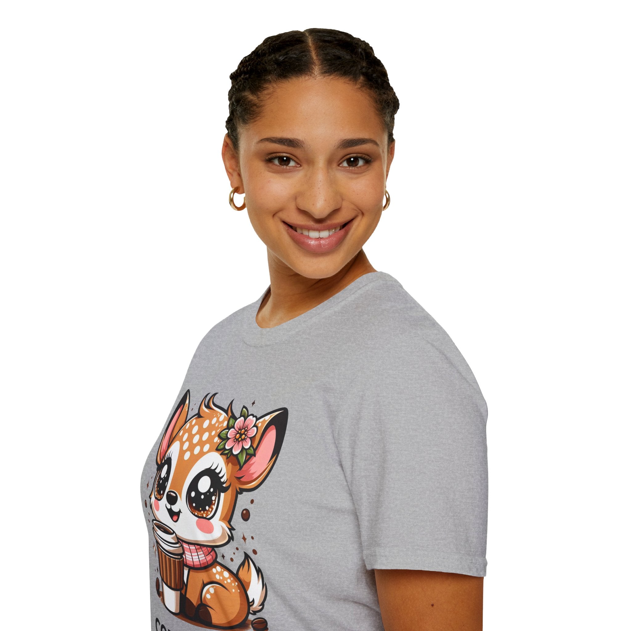 Coffee First Cute Baby Deer Unisex Softstyle T-Shirt