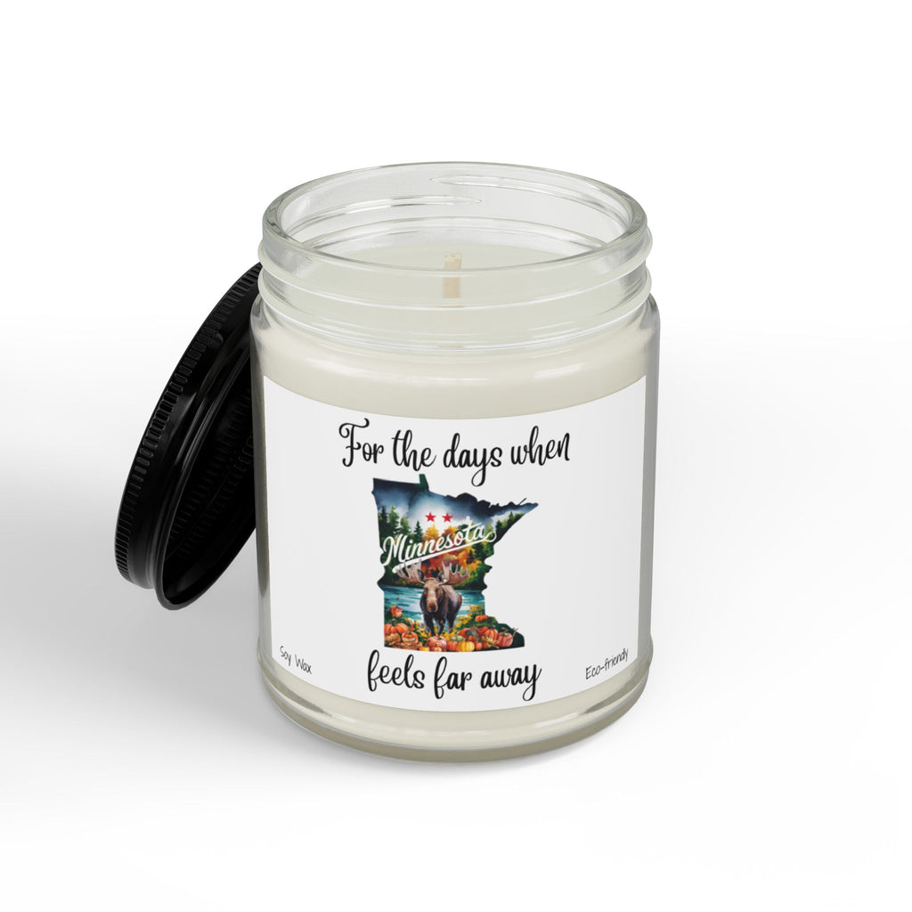 When Minnesota feels far away, Homesick Minnesota Gift, State Candle, Minnesota Souvenir, Scented Soy Candles Black Lid, Eco-friendly Gift