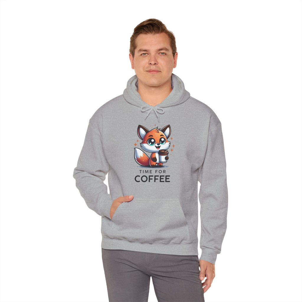 Cozy Fox Coffee Sweatshirt, Unisex Hoodie, Cute Animal Apparel, Gift for Fox Lovers, Morning Routine Sweatshirt
