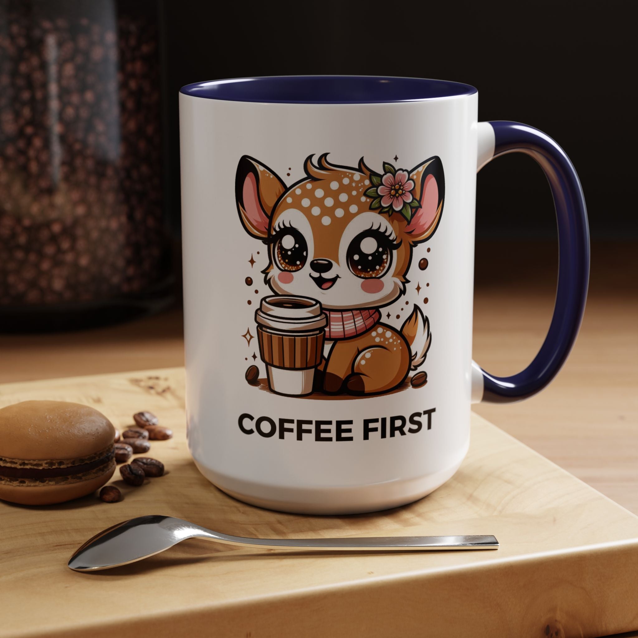 Cute Coffee Mug, Coffee First, Animal Lover Gift, Kawaii Mug, Adorable Animal Coffee Cup