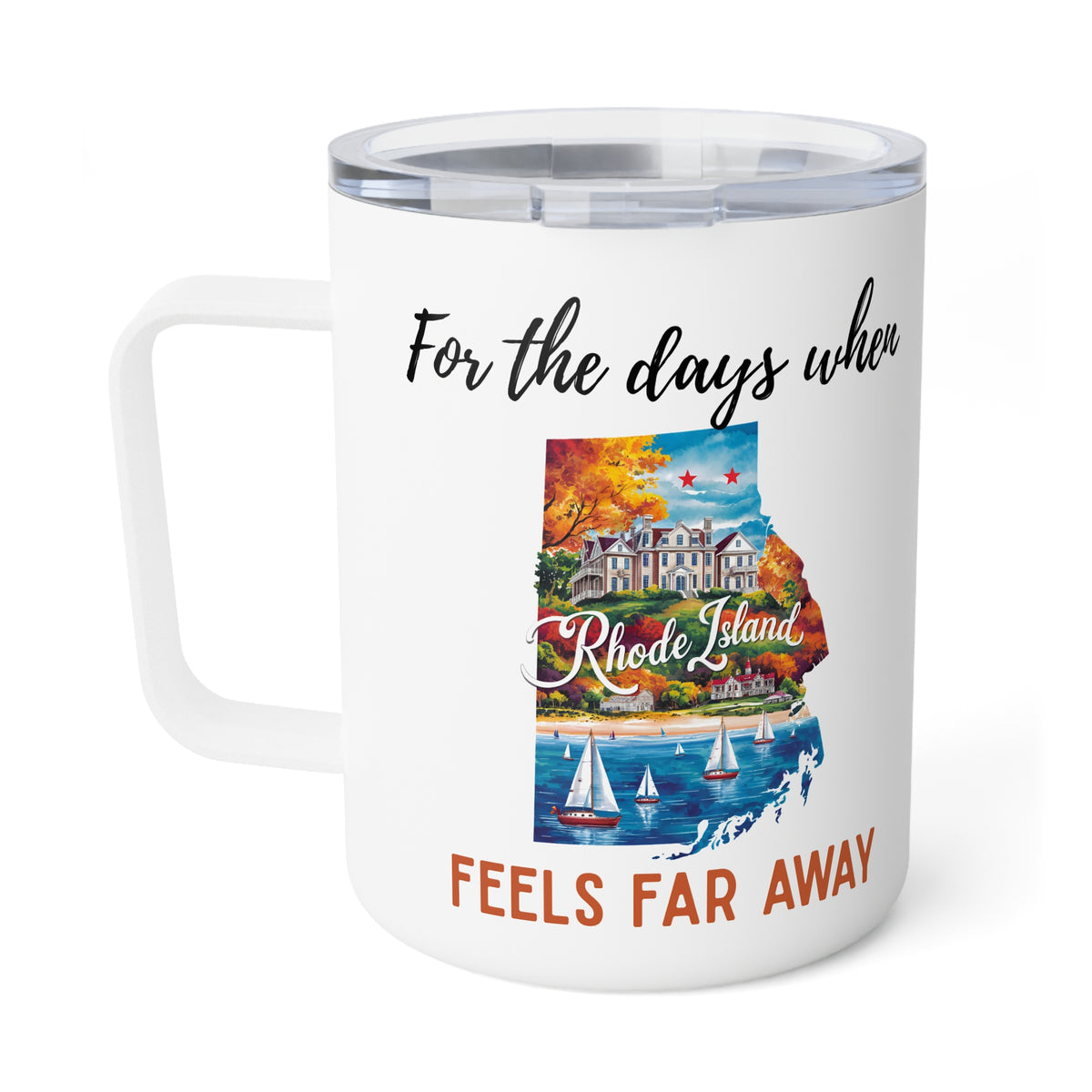 Rhode Island Insulated Coffee Mug, State Coffee Mug 10oz