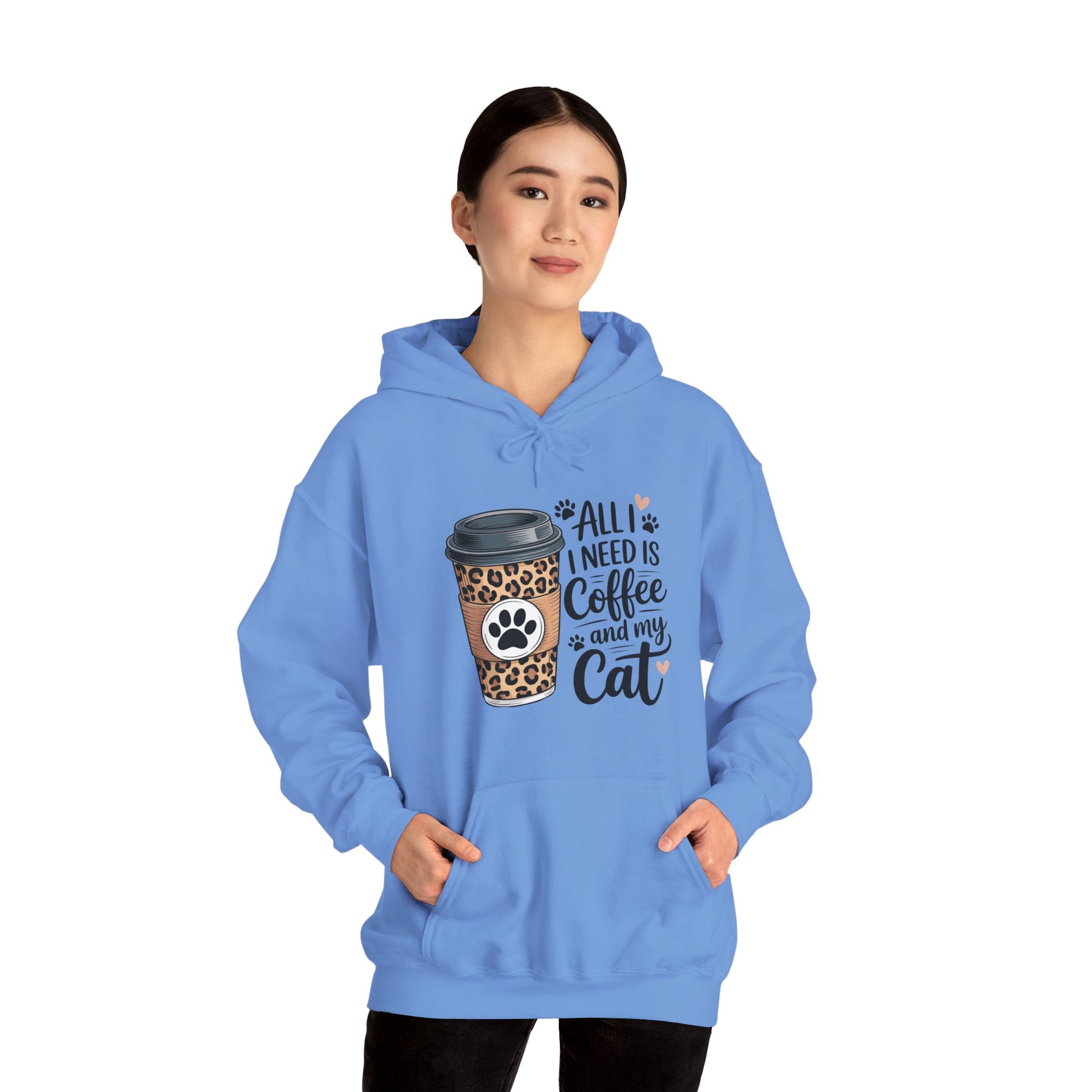 Coffee and Cat Lover Hoodie, All I need is Coffee and my cat Unisex Heavy Blend Sweatshirt