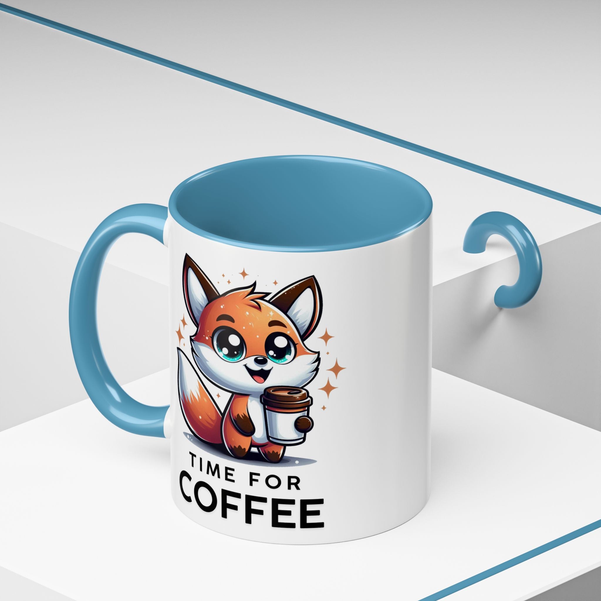 Cute Fox Coffee Mug - Time for Coffee, Animal Lover Gift, Fun Kitchenware, Personalize for Birthdays, Office Decor