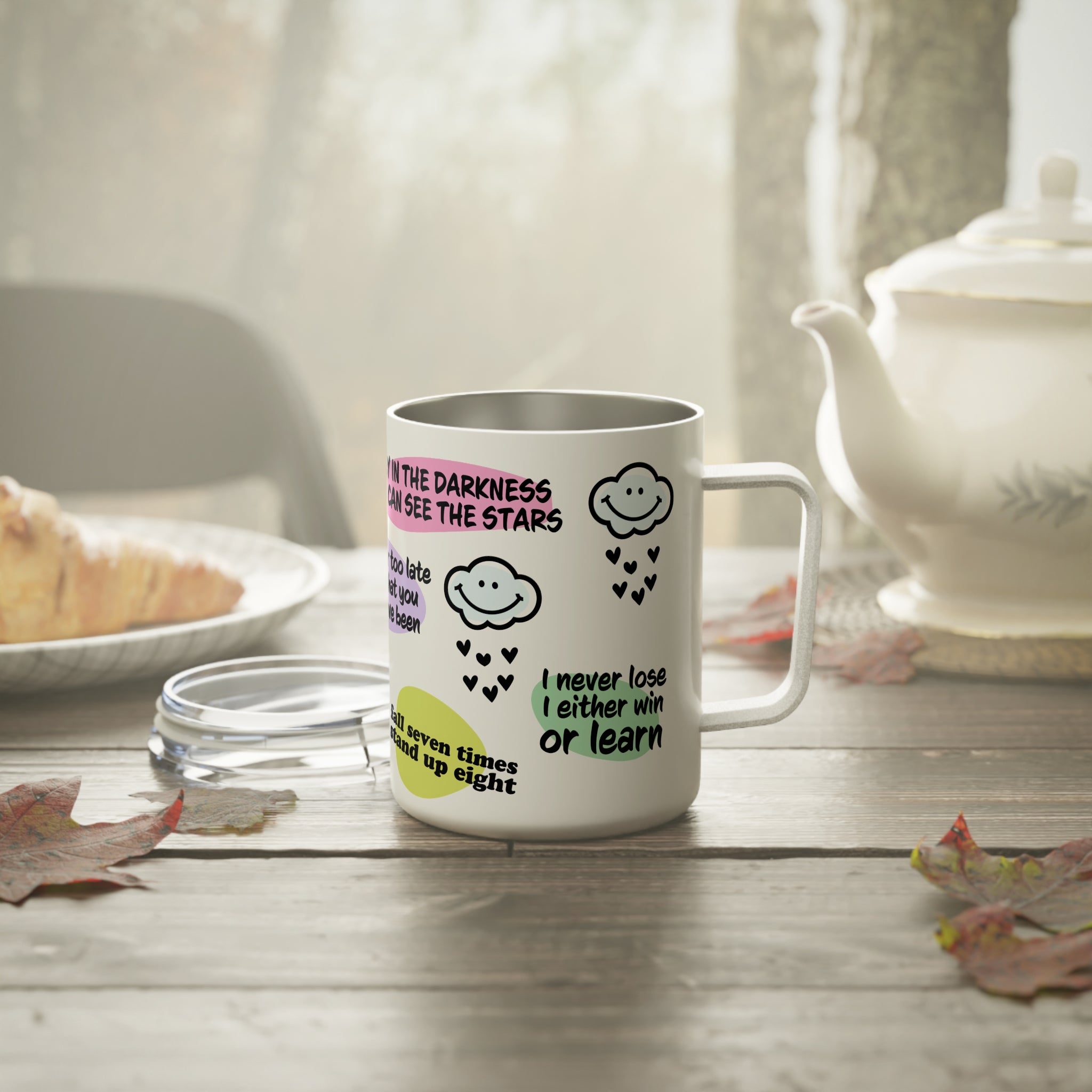 Never Give up Insulated Coffee Mug, Mental Health Awareness Cup