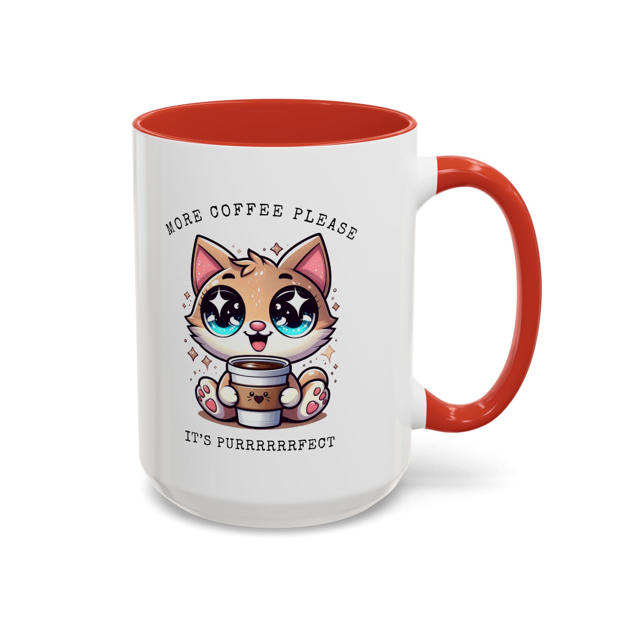 Cute Cat Coffee Mug - More Coffee Please, Adorable Gift for Cat Lovers, Fun Kitchen Decor, Perfect for Birthdays or Holidays