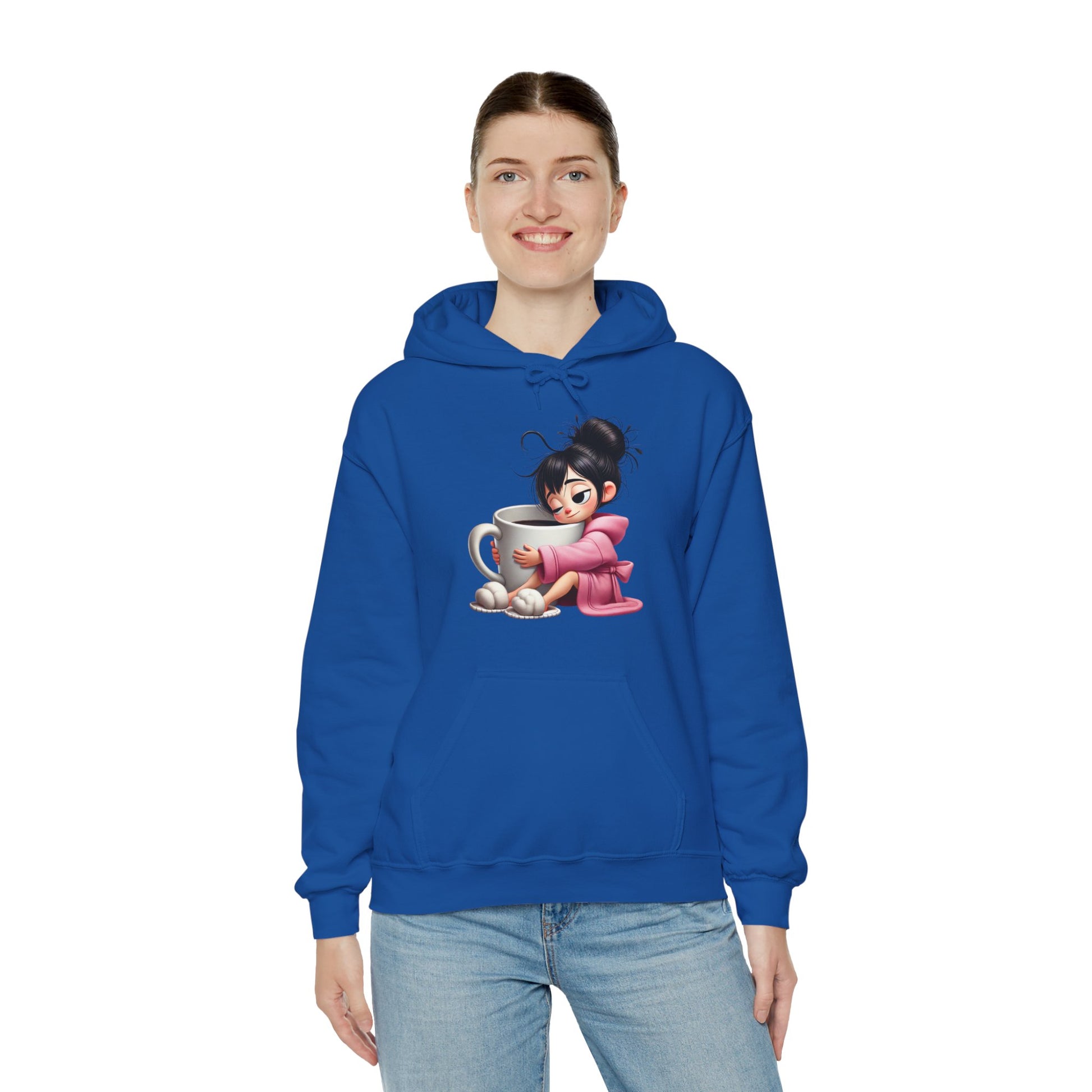 Cozy Coffee Lover Hoodie - Cute Cartoon Design for Chill Days