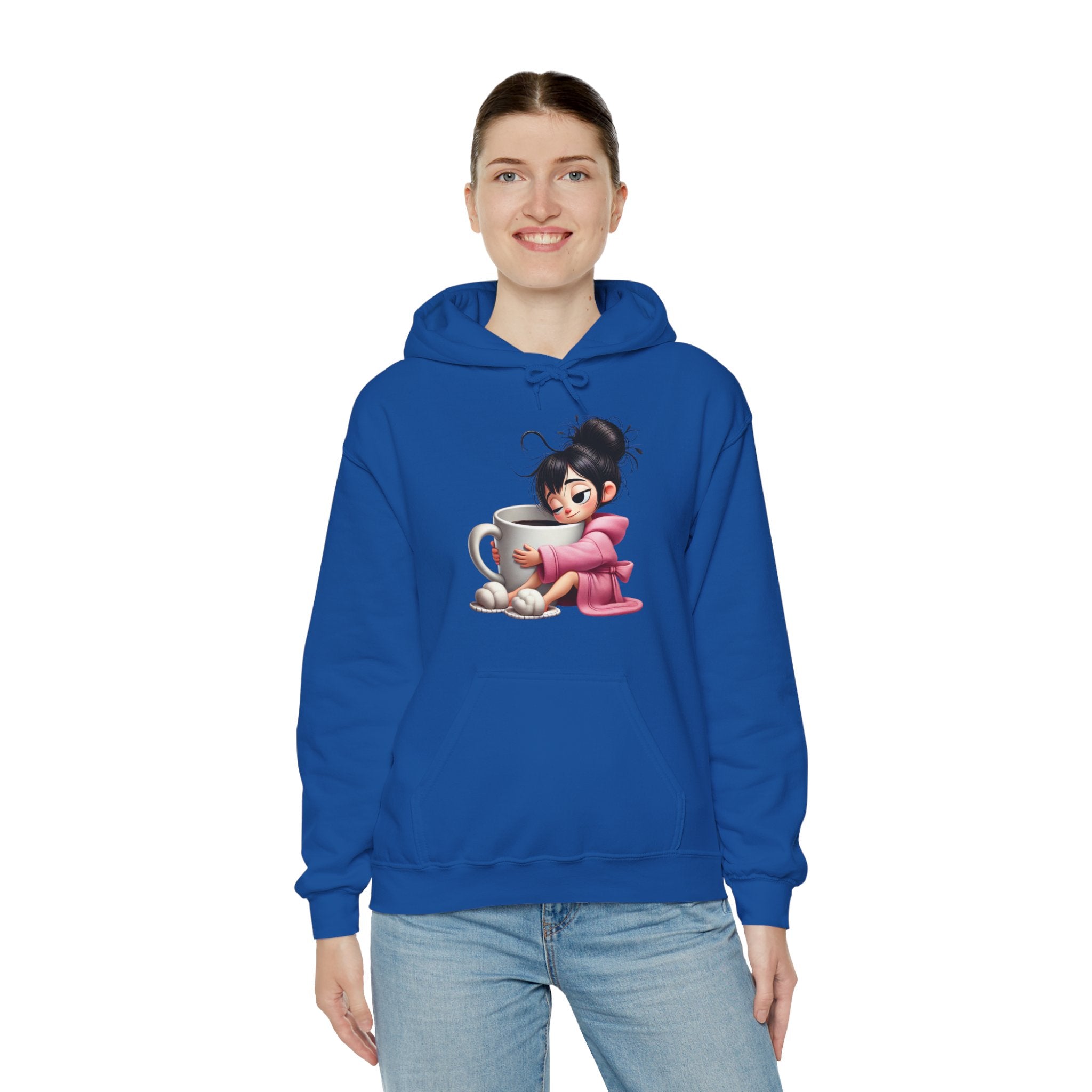 Cozy Coffee Lover Hoodie - Cute Cartoon Design for Chill Days
