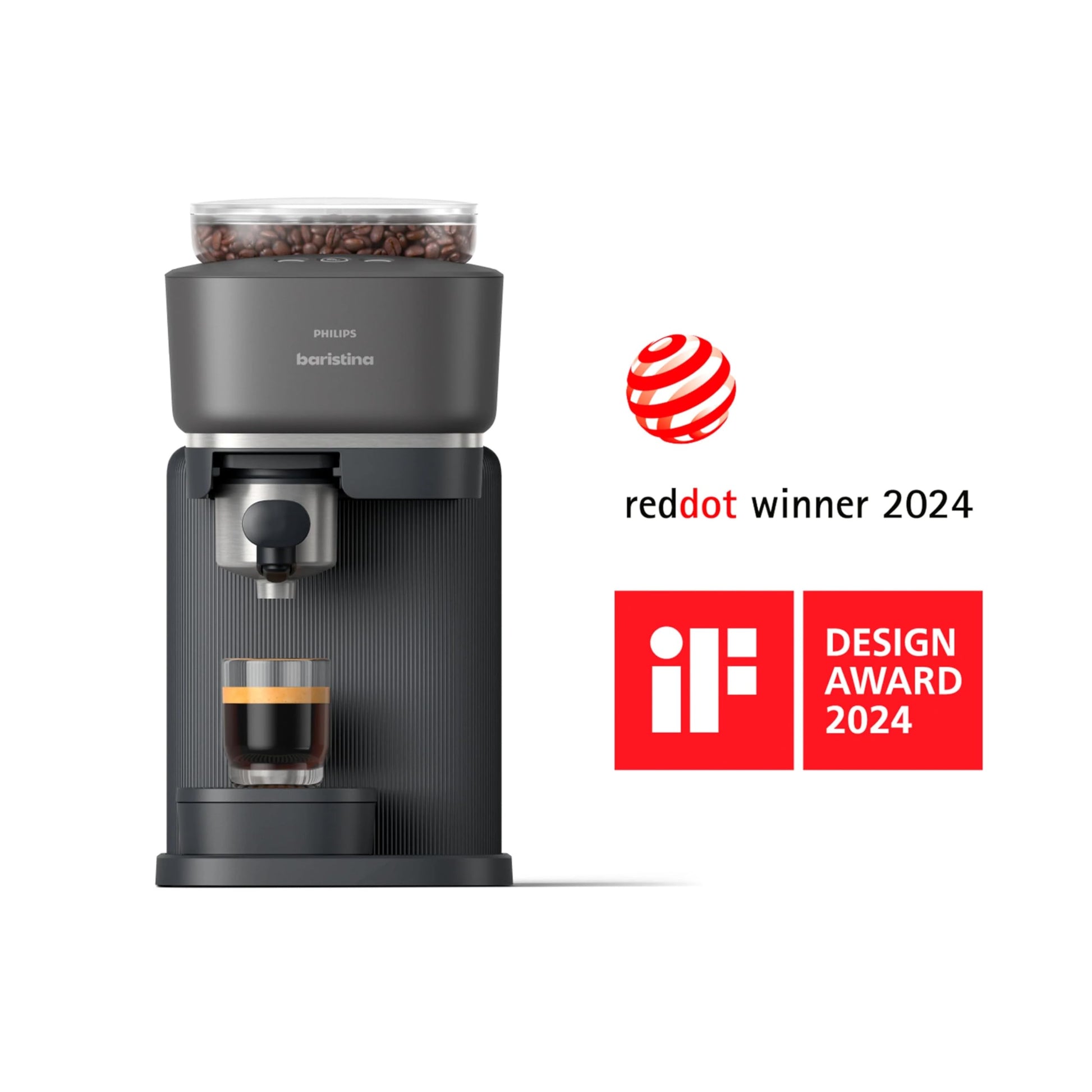 Philips Baristina Espresso Machine+Milk Frother Bundle. Real espresso. Compact coffee machine, portafilter, grinder, Cafe Crema. Dairy & Non-Dairy Milk foam. Hot & Cold. Easy Clean. Black (BAR303/60)