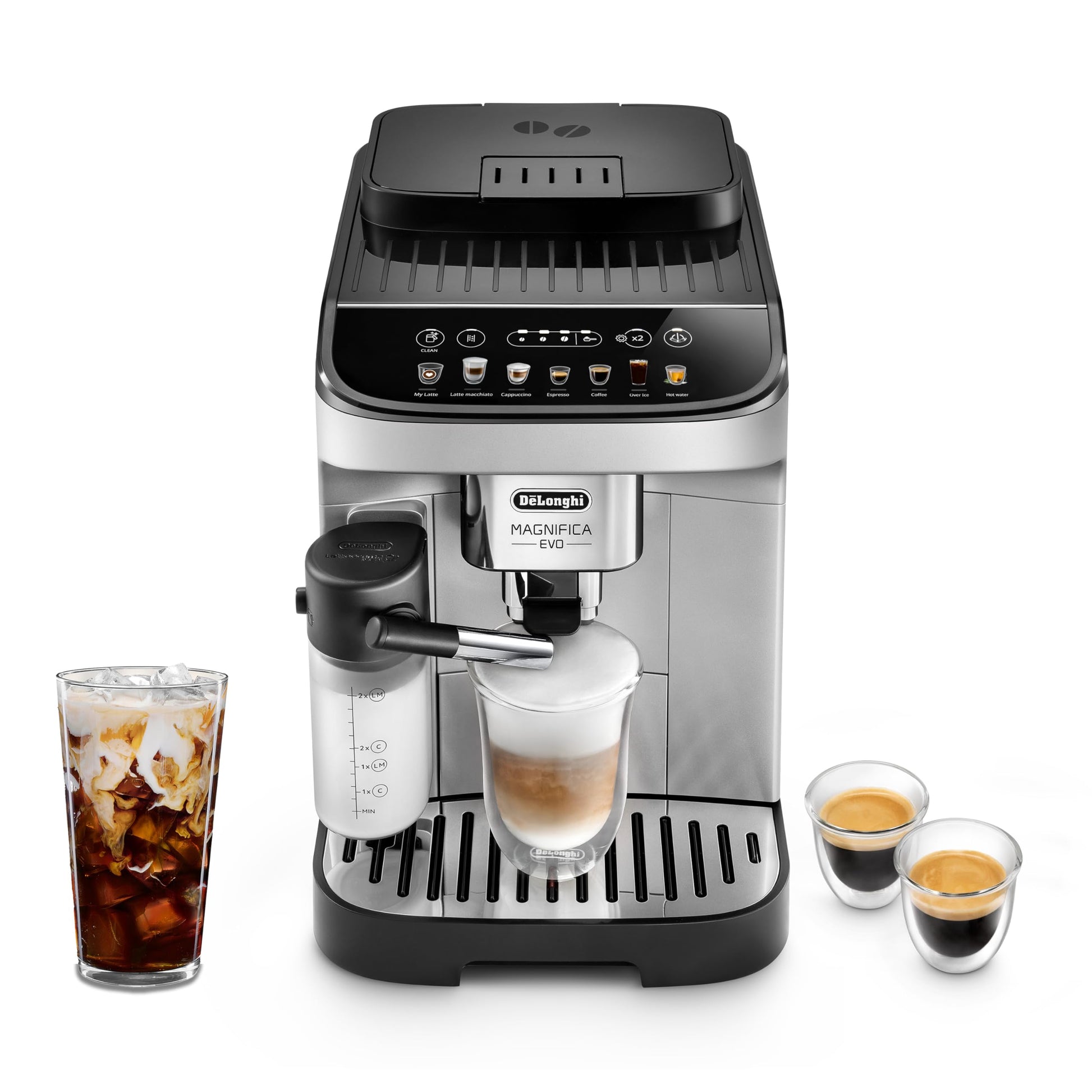De'Longhi Magnifica Evo Automatic Espresso & Coffee Machine with Auto Milk Frother, Built-in Grinder & Auto-Clean Function - For Latte, Cappuccino, Americano, Iced Coffee, ECAM29084SB
