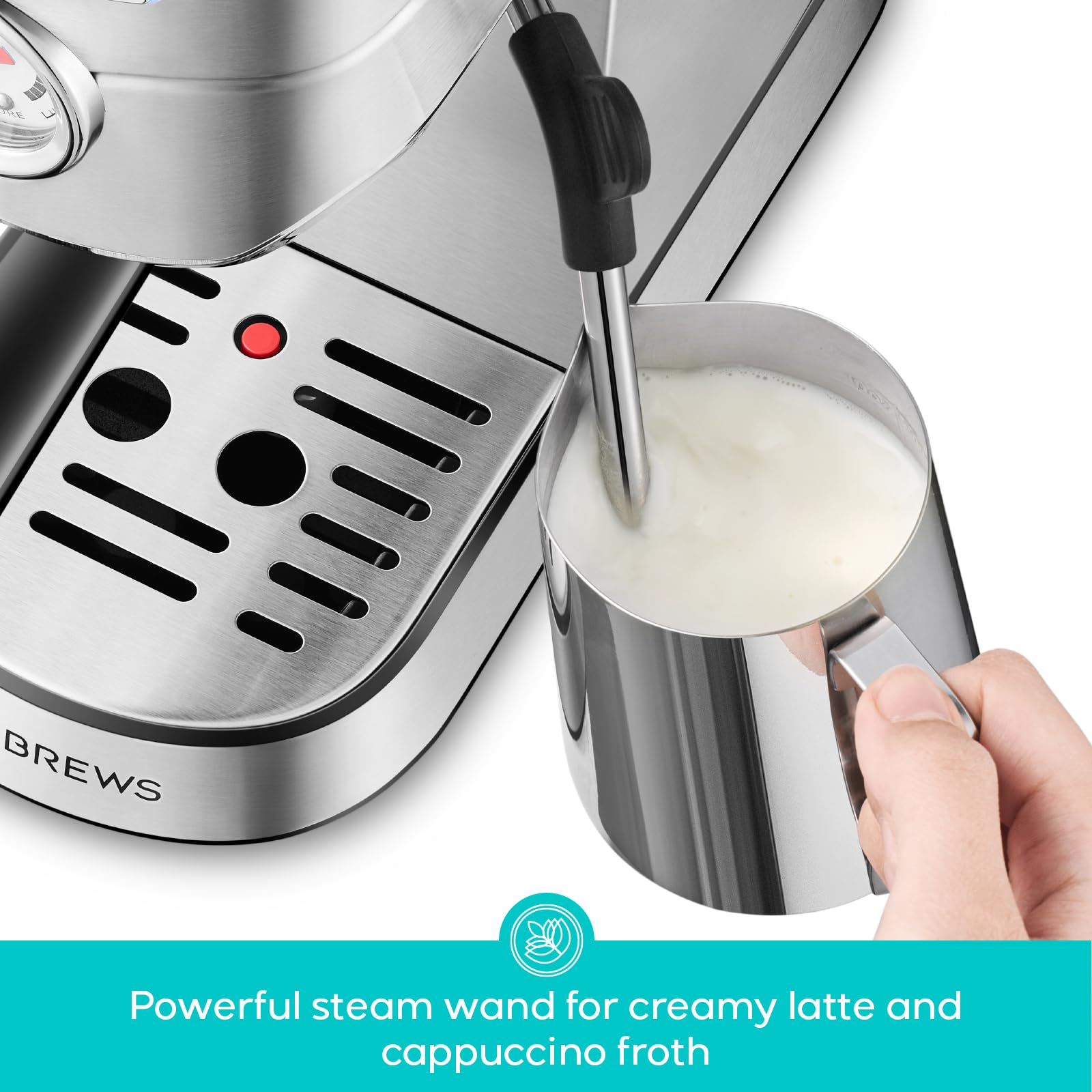 CASABREWS CM5418 Espresso Machine 20 Bar, Compact Espresso Maker with Steam Milk Frother, Stainless Steel Coffee Machine with 34oz Removable Water Tank for Cappuccino, Latte, Silver