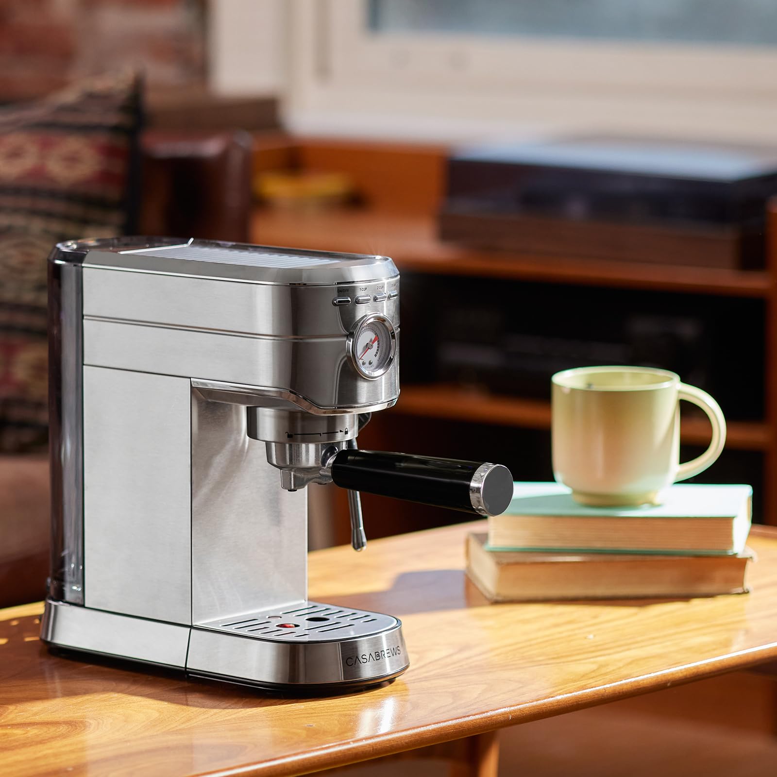CASABREWS CM5418 Espresso Machine 20 Bar, Compact Espresso Maker with Steam Milk Frother, Stainless Steel Coffee Machine with 34oz Removable Water Tank for Cappuccino, Latte, Silver