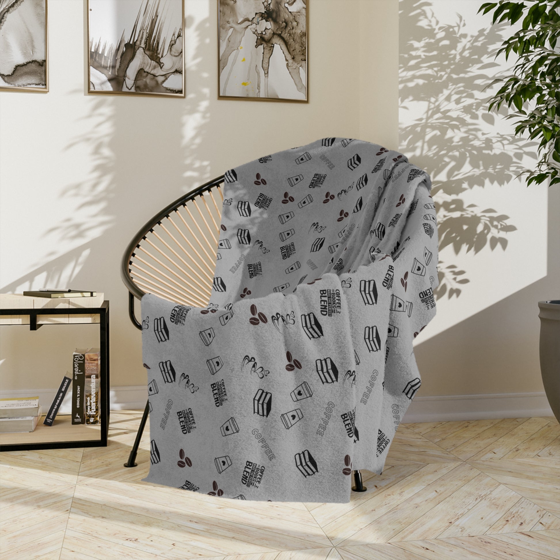 Coffee and books make the perfect blend cozy velveteen microfiber blanket, Soft Throw, Home Decor