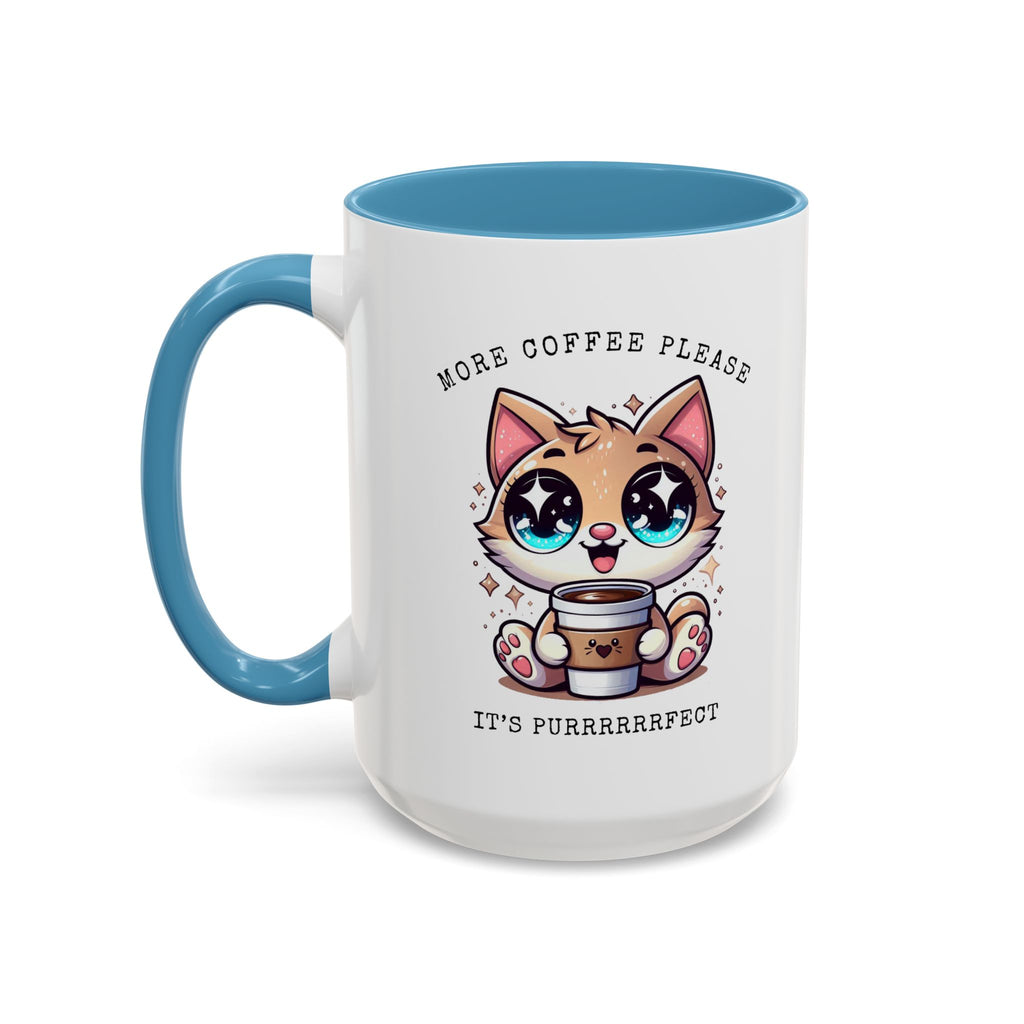 Cute Cat Coffee Mug - More Coffee Please, Adorable Gift for Cat Lovers, Fun Kitchen Decor, Perfect for Birthdays or Holidays