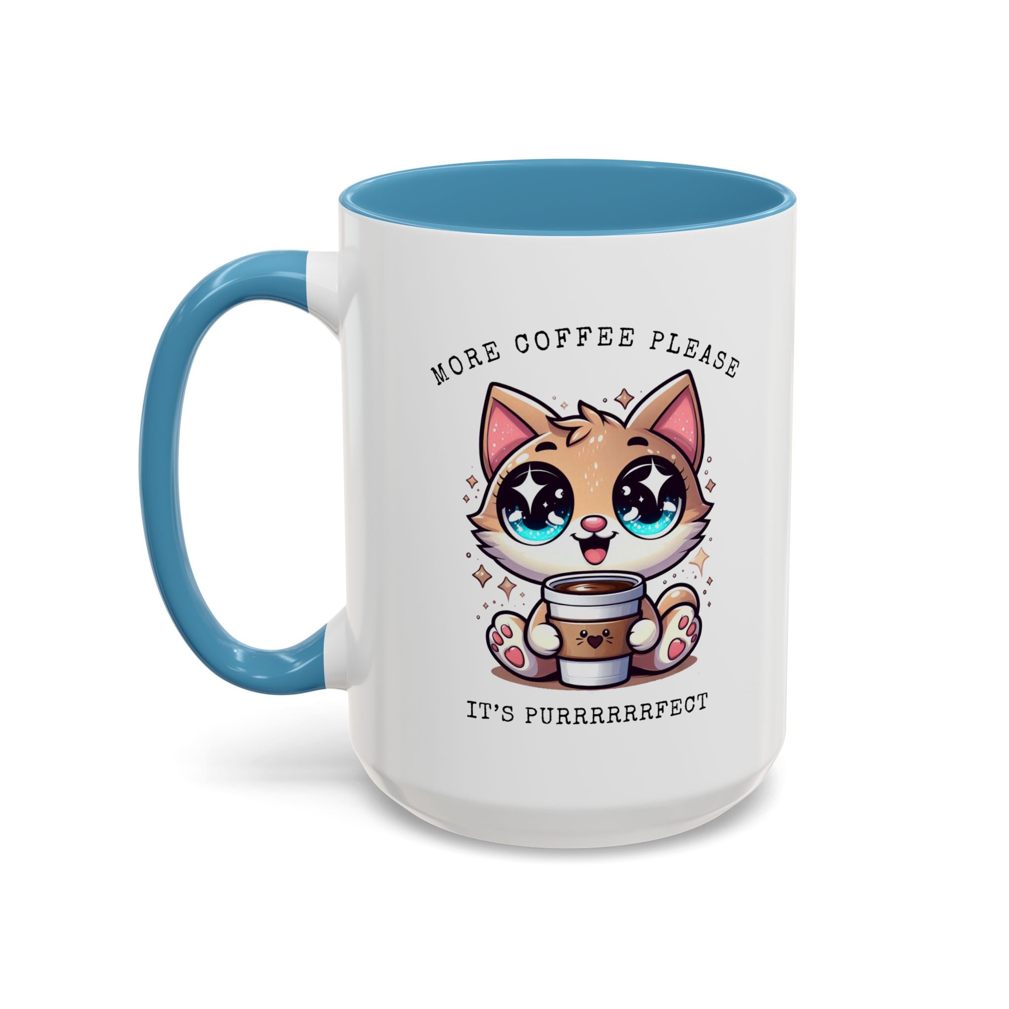Cute Cat Coffee Mug - More Coffee Please, Adorable Gift for Cat Lovers, Fun Kitchen Decor, Perfect for Birthdays or Holidays