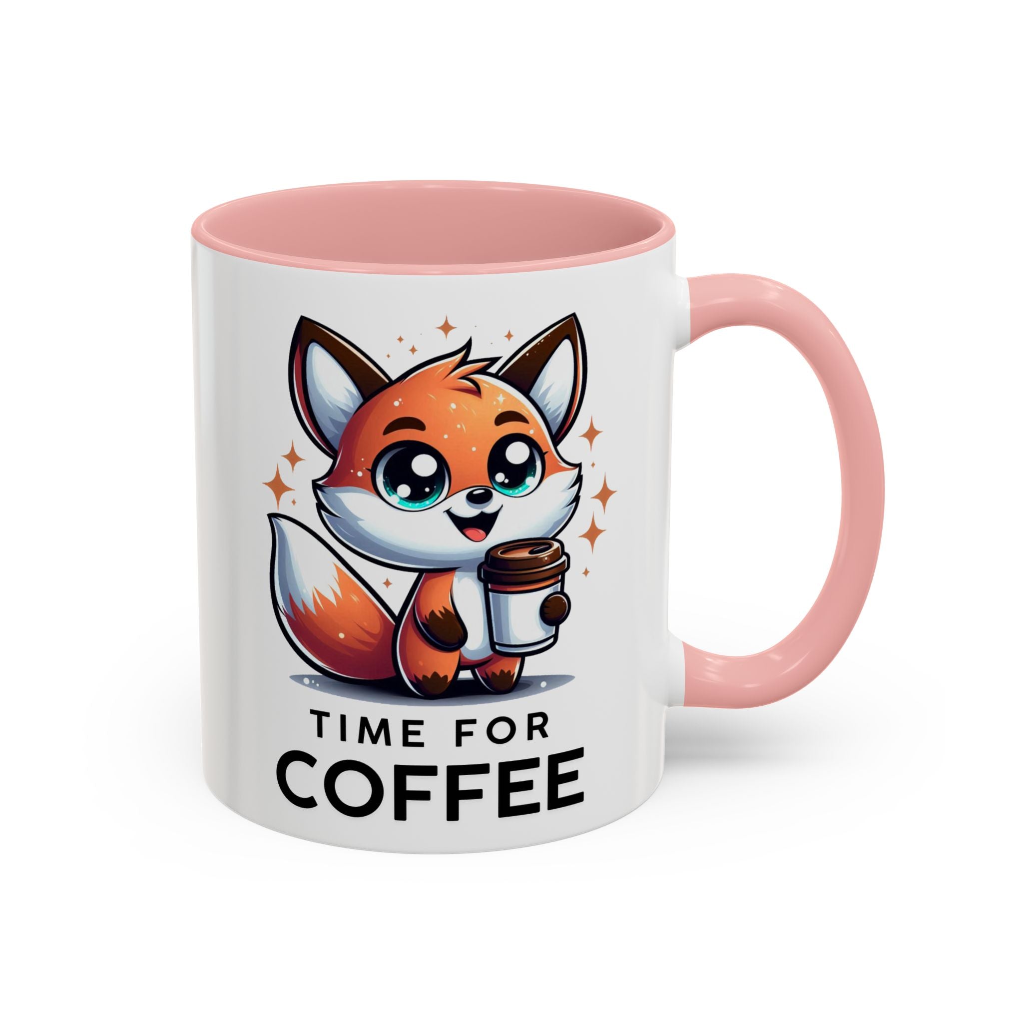 Cute Fox Coffee Mug - Time for Coffee, Animal Lover Gift, Fun Kitchenware, Personalize for Birthdays, Office Decor