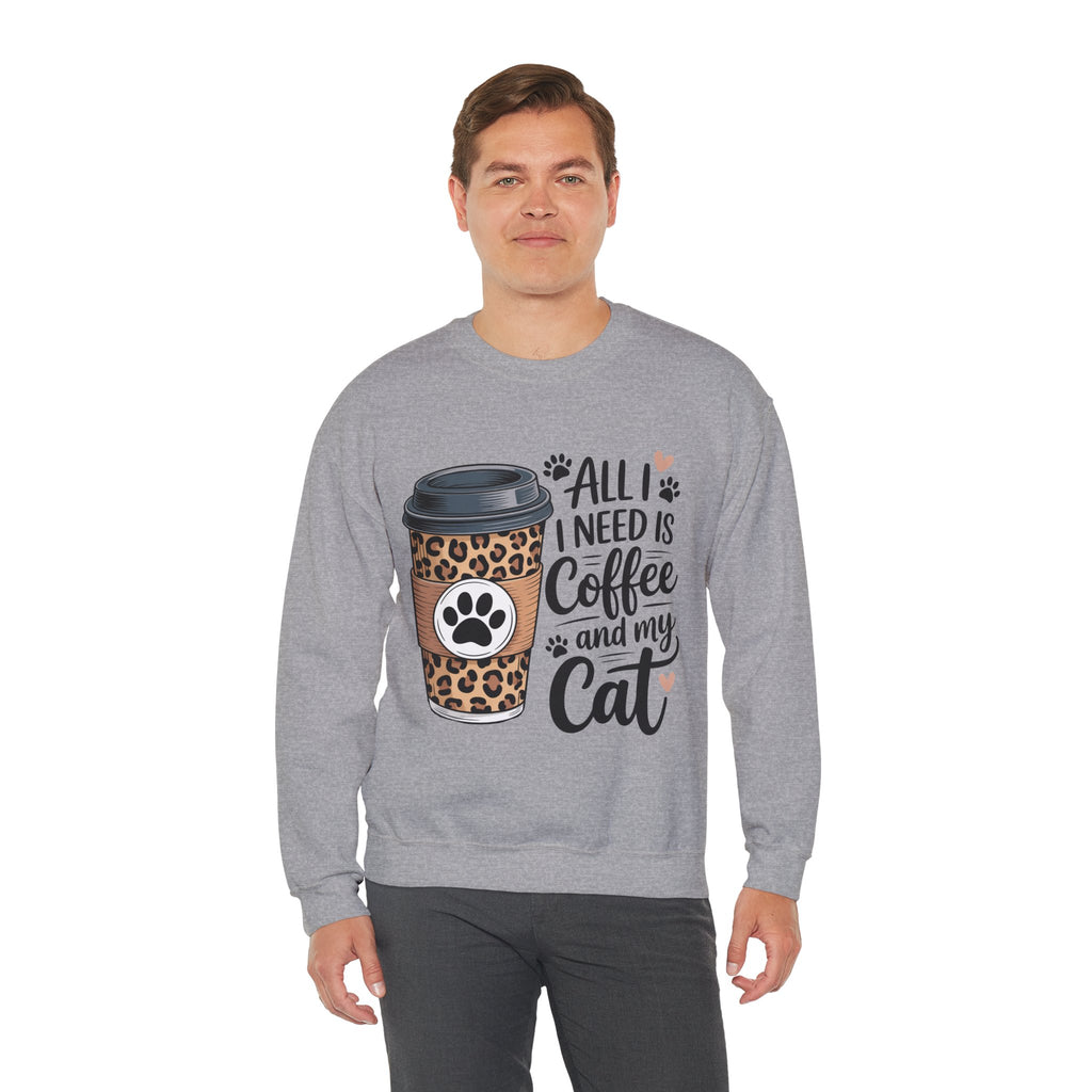 Coffee & Cat Lover Sweatshirt, Animal Lover Crewneck, All I need is Coffee and my cat Sweatshirt