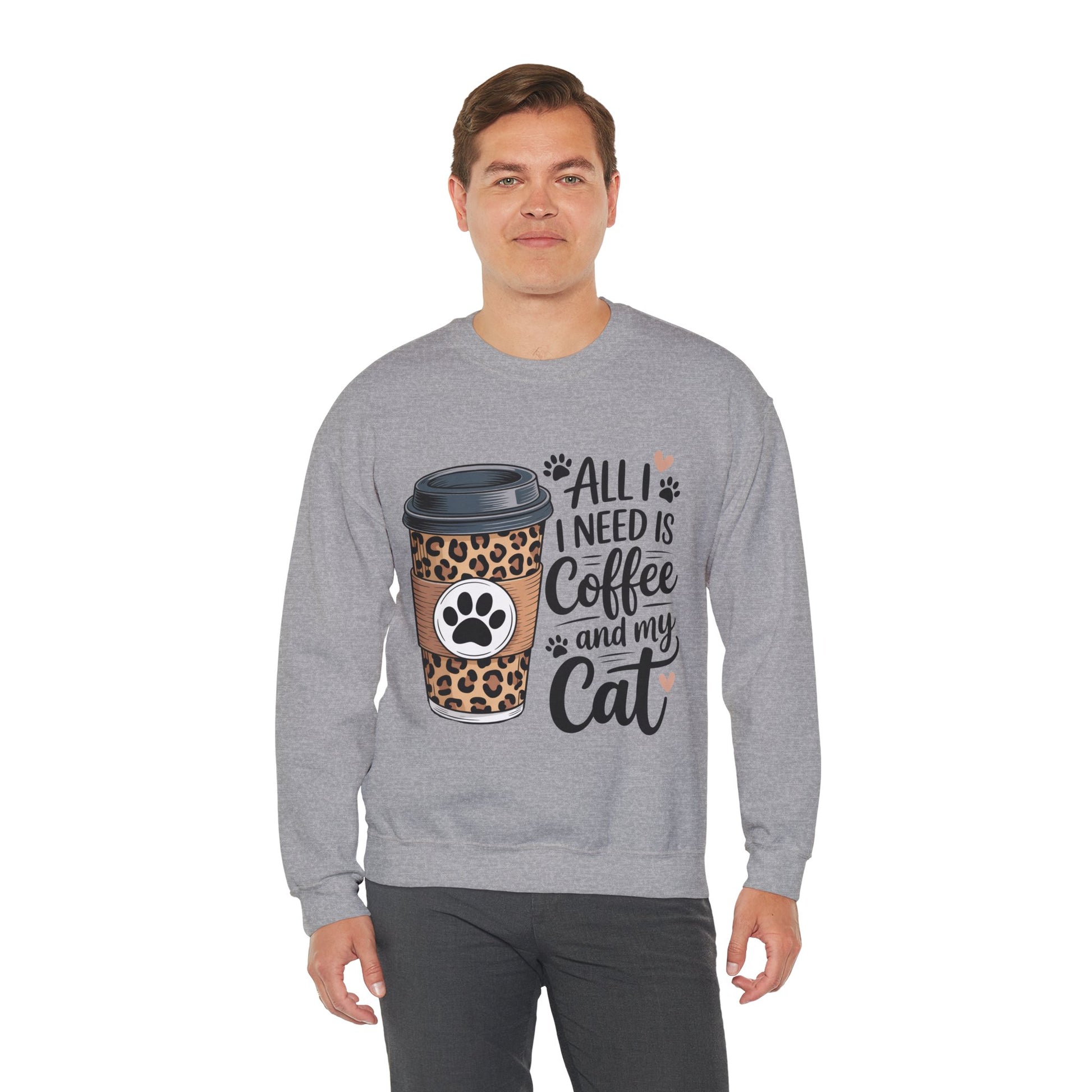 Coffee & Cat Lover Sweatshirt, Animal Lover Crewneck, All I need is Coffee and my cat Sweatshirt
