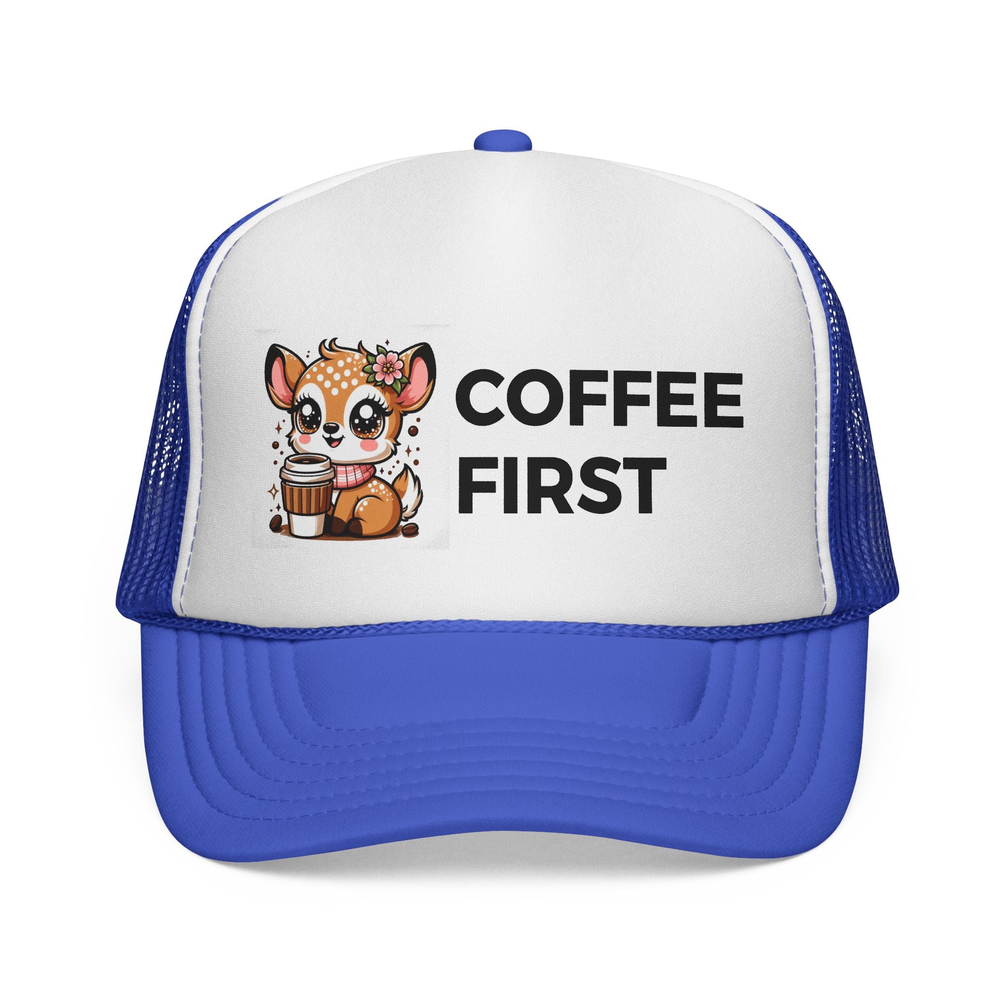 Coffee First Trucker Cap - Cute Animal Hat for Coffee Lovers, Adjustable Sun Hat, Gift for Baristas, Everyday Casual Wear, Fun [...]