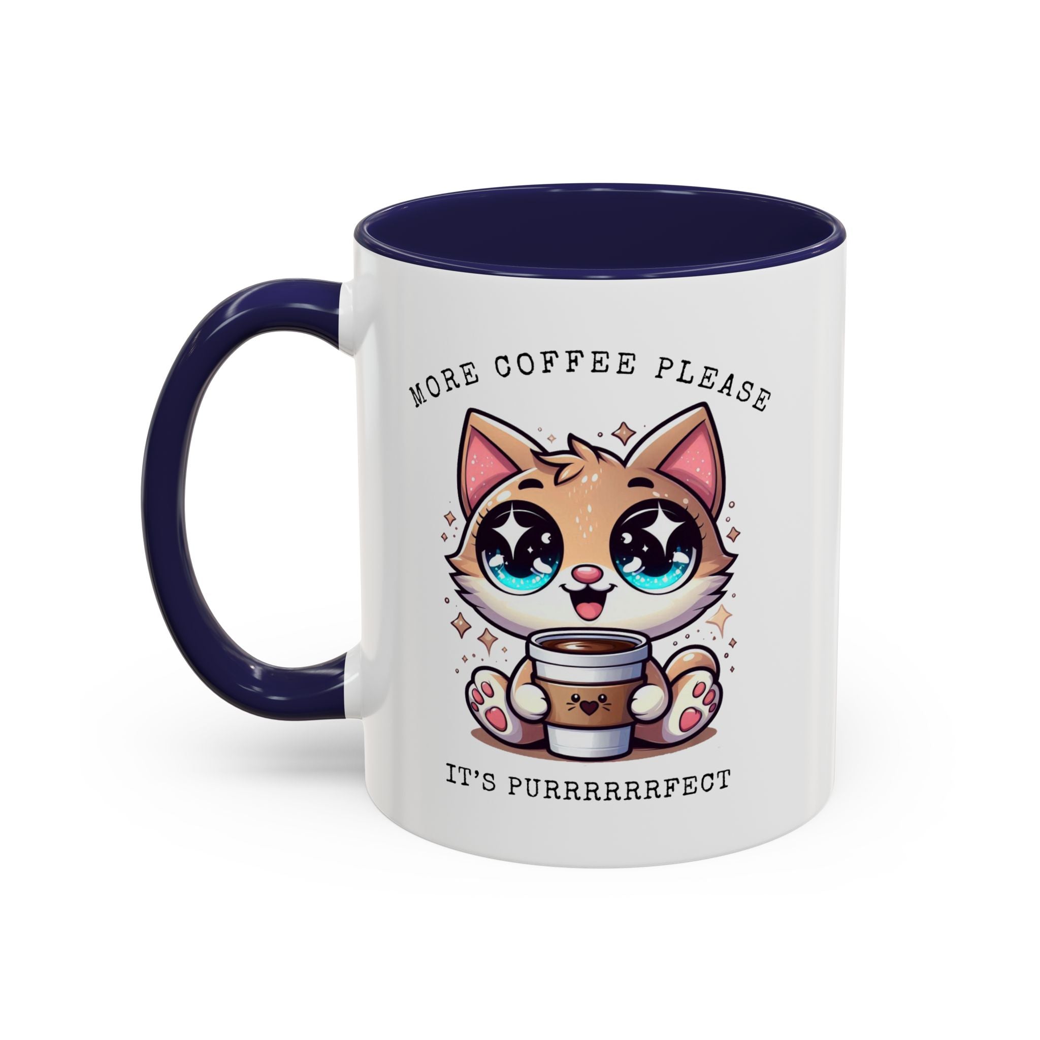 Cute Cat Coffee Mug - More Coffee Please, Adorable Gift for Cat Lovers, Fun Kitchen Decor, Perfect for Birthdays or Holidays