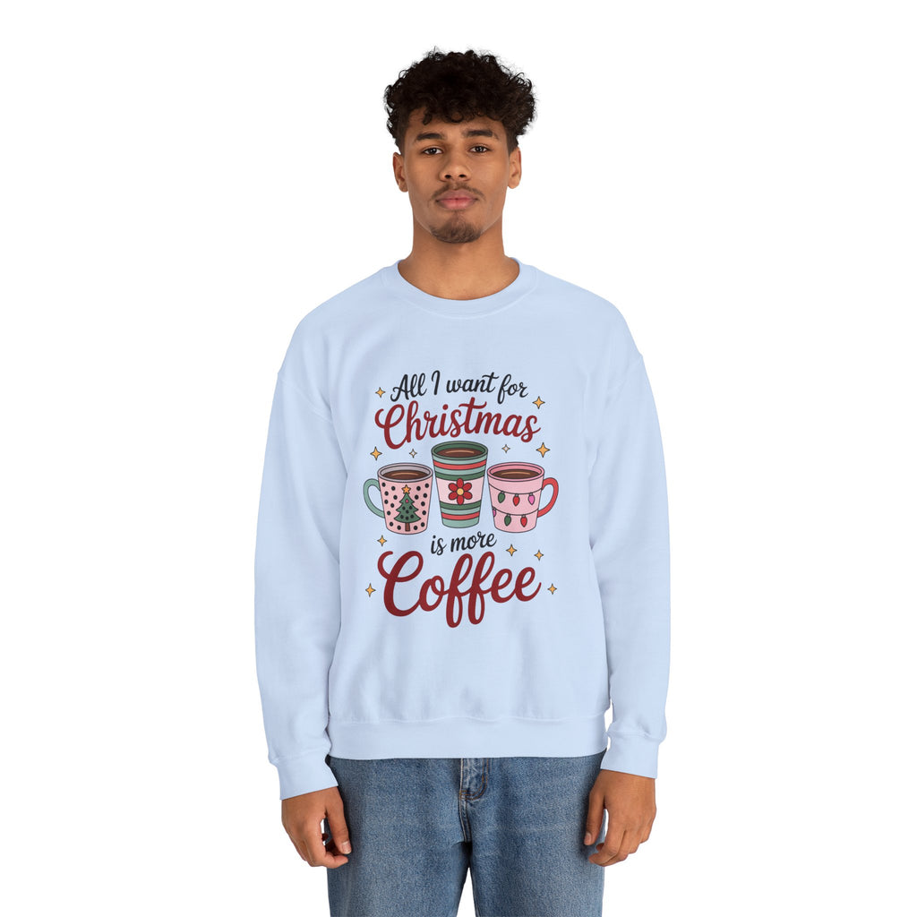 Christmas Coffee Crewneck Sweatshirt, Unisex Holiday Fashion, Cozy Christmas Gift, Cute Sweater for Coffee Lovers, Seasonal Apparel