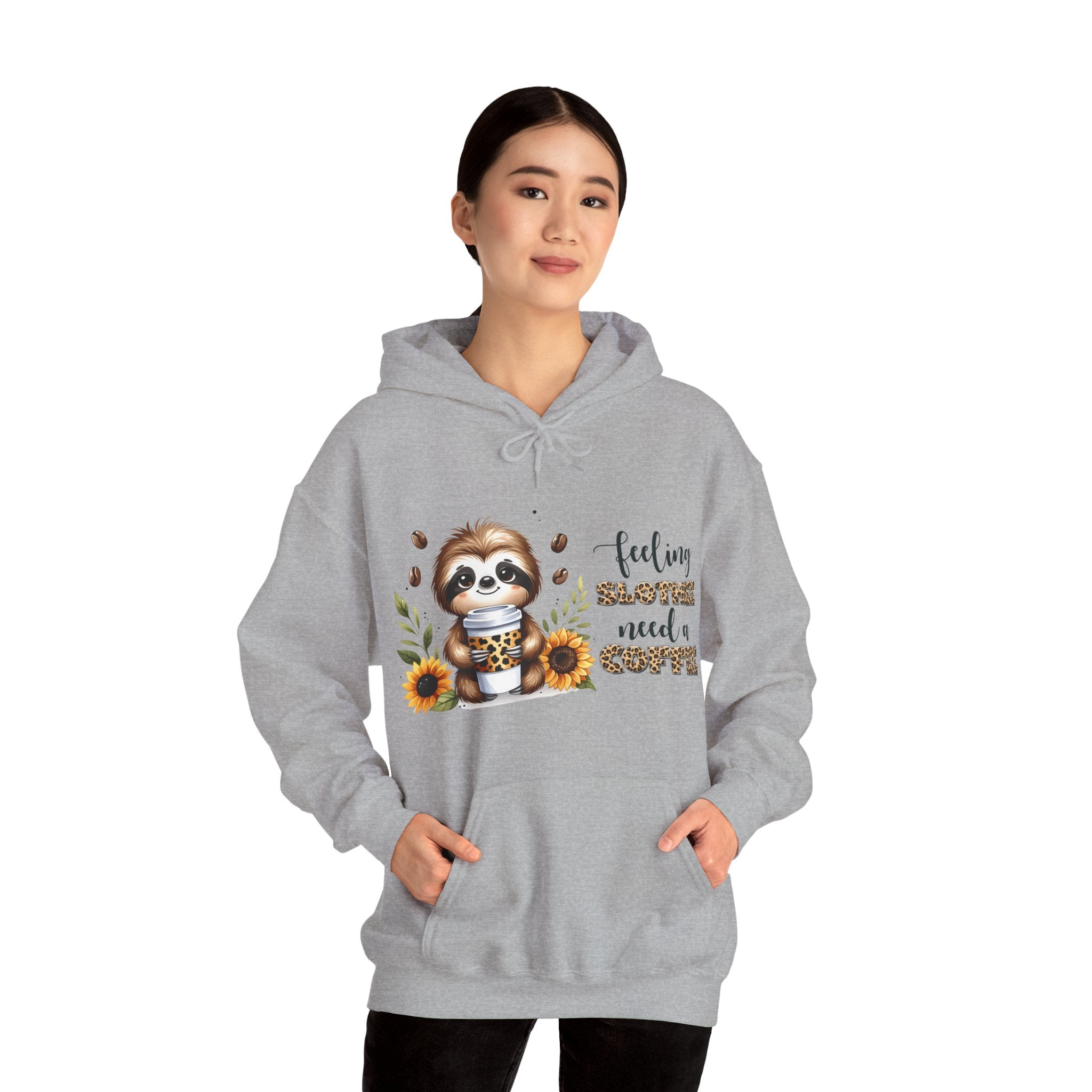 Cozy Sloth Coffee Hoodie, Feeling Slothee need a Coffee Hoodie, Coffee Lovers Hoodie