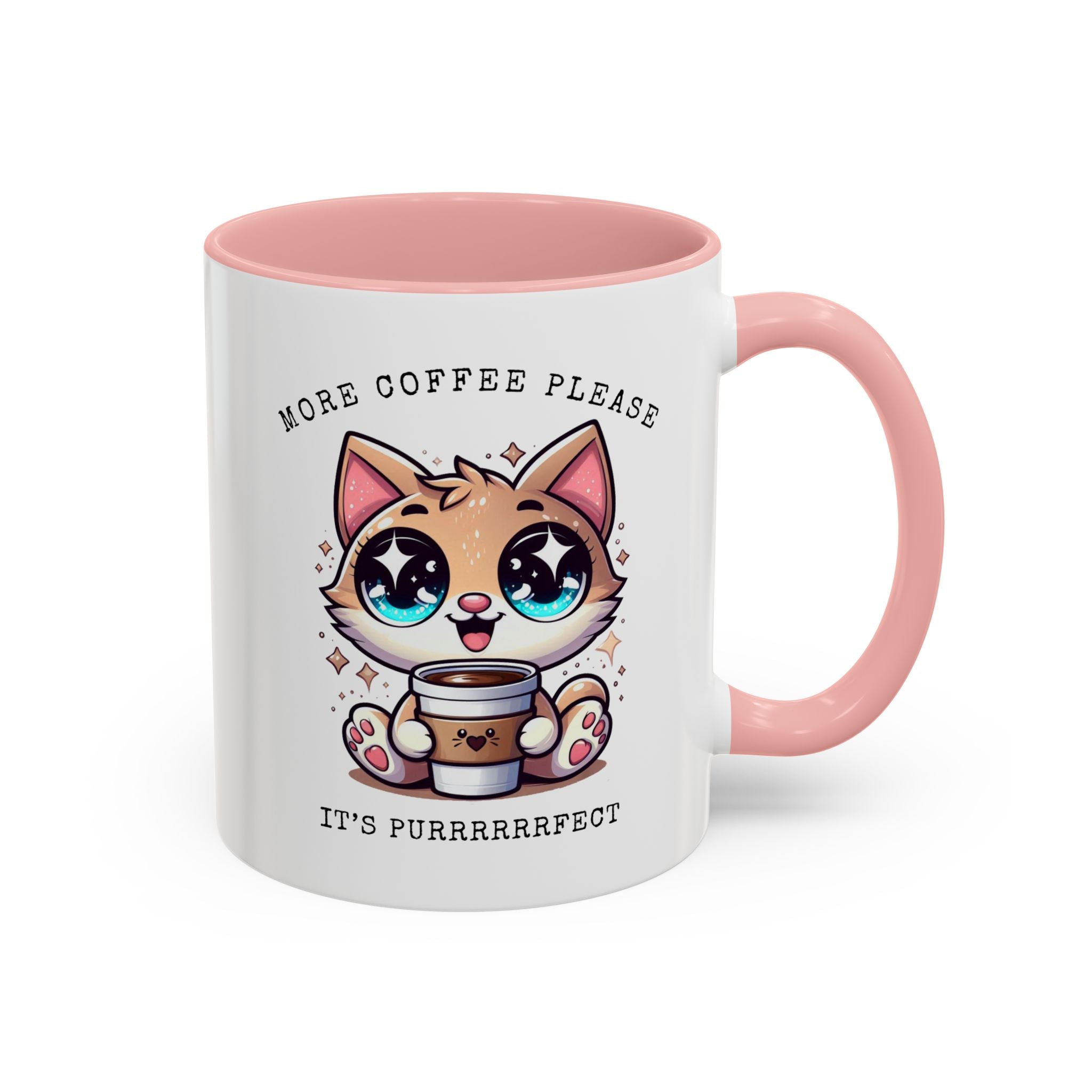 Cute Cat Coffee Mug - More Coffee Please, Adorable Gift for Cat Lovers, Fun Kitchen Decor, Perfect for Birthdays or Holidays