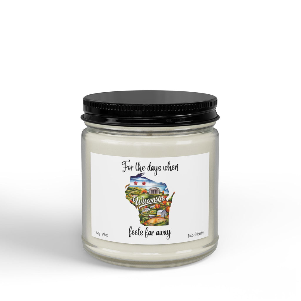 For the days when Wisconsin feels far away, Homesick Wisconsin Gift, State Candle, Wisconsin Souvenir,Soy Candles Black Lid, Retirement Gift