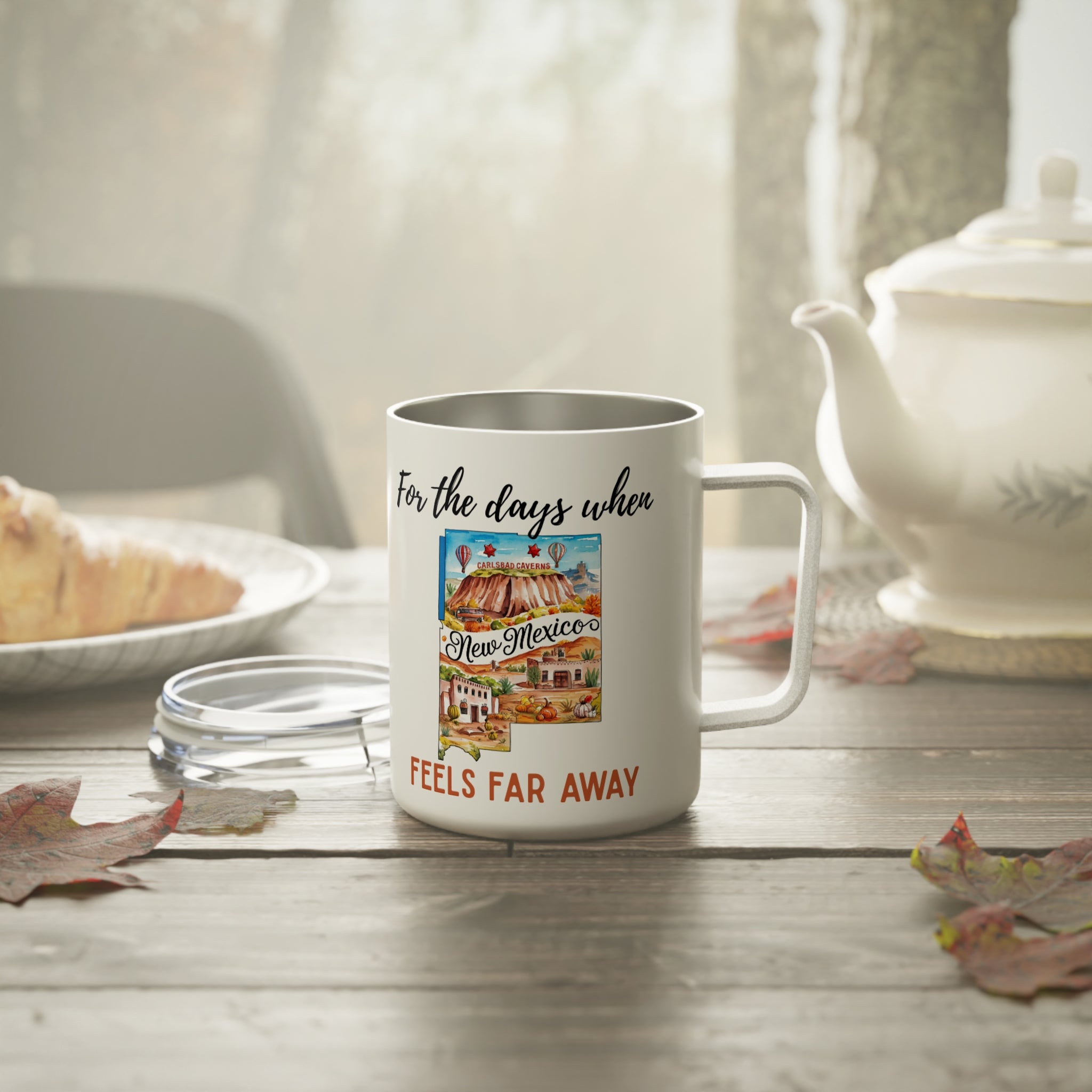 New Mexico feels far away Insulated Coffee Mug, Missing New Mexico Coffee tumbler, Homesick Mug