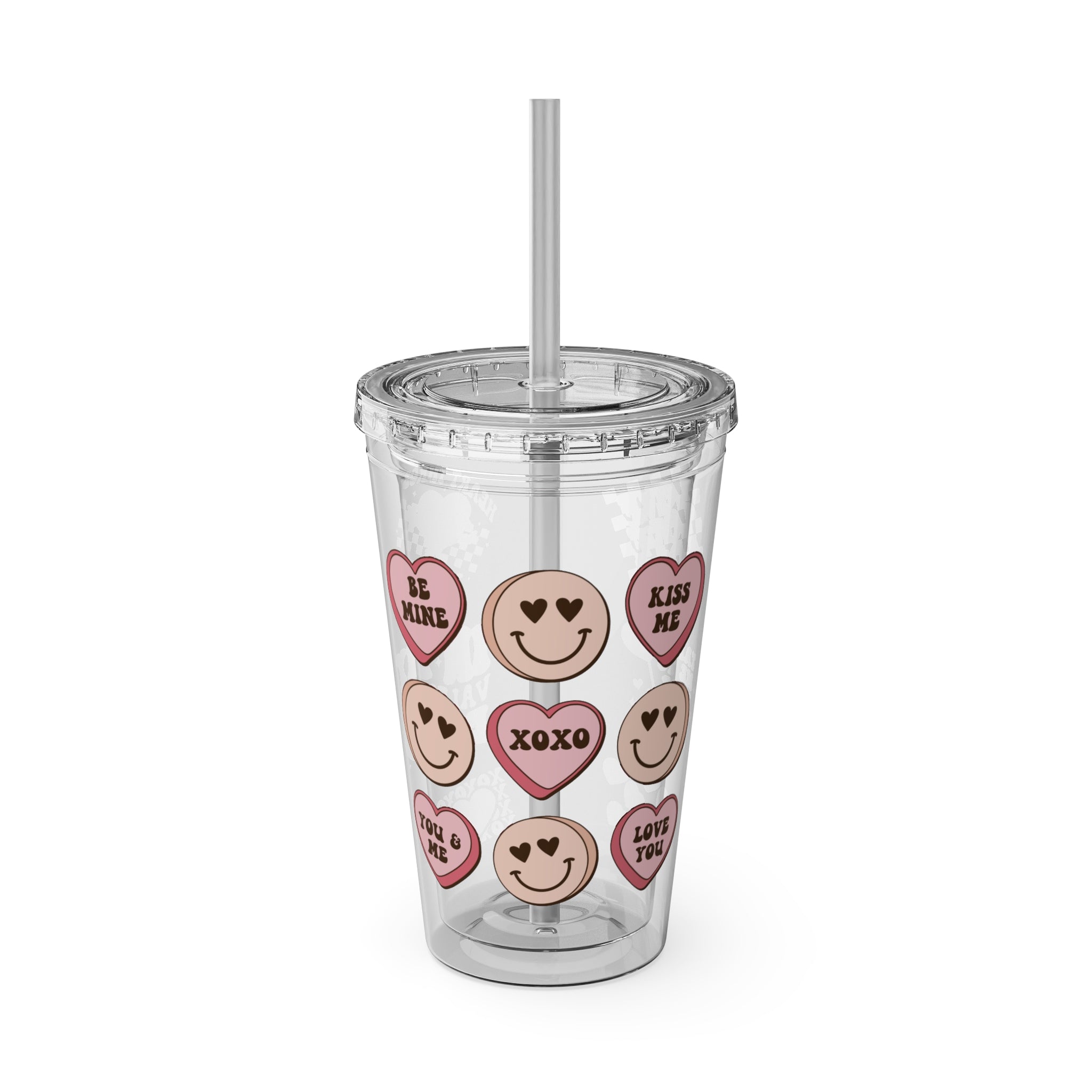 Valentine be mine Tumbler, Iced Coffee Cup, Trendy Coffee Mug, Soda Cups, Sunsplash Tumbler with lid and straw, 16oz