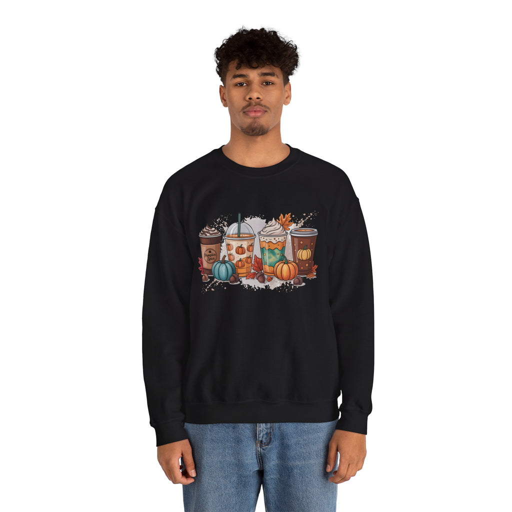 Fall-Inspired Cozy Crewneck Sweatshirt, Autumn Apparel, Unisex Coffee Lovers Sweatshirt