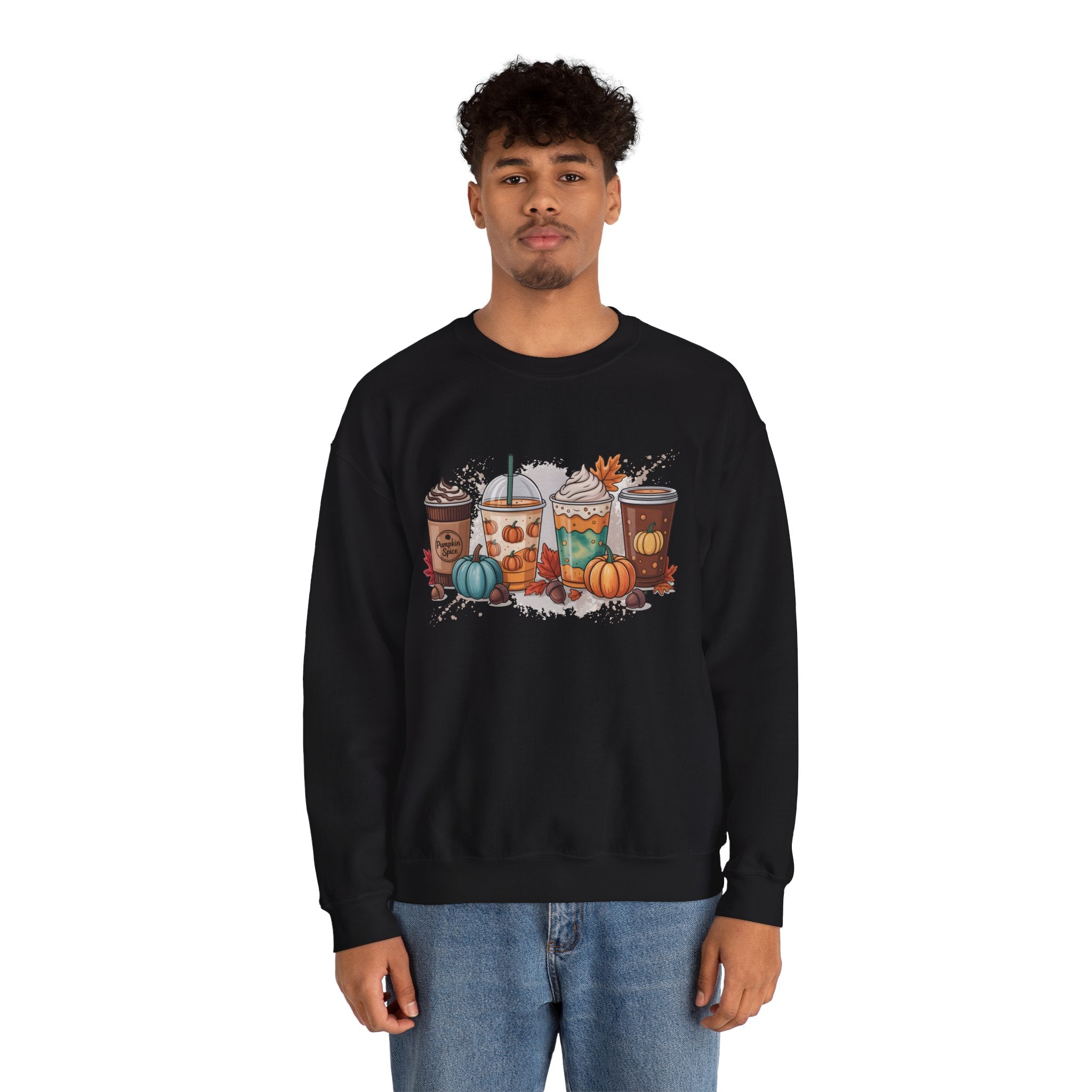 Fall-Inspired Cozy Crewneck Sweatshirt, Autumn Apparel, Unisex Coffee Lovers Sweatshirt